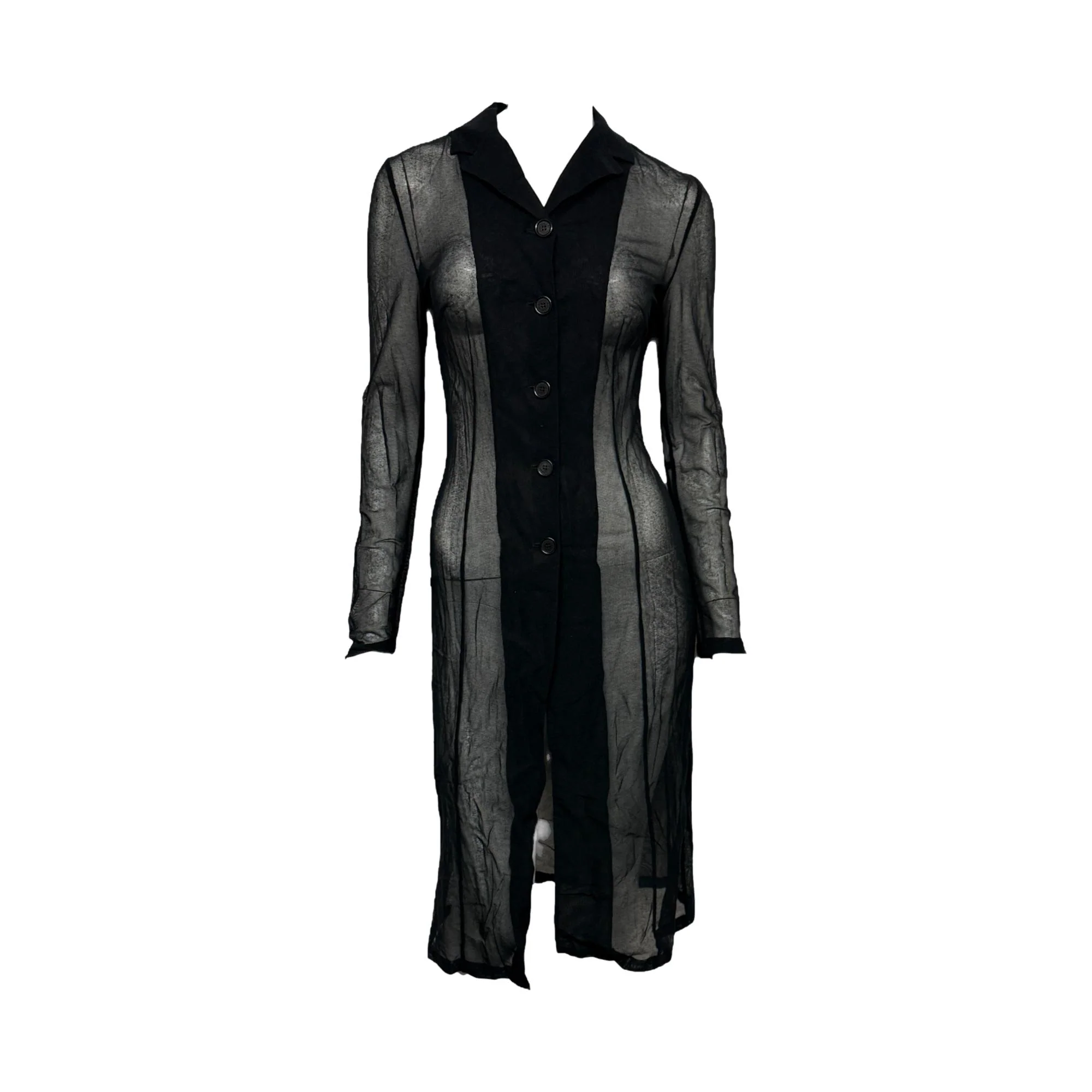 Dolce & Gabbana Black Sheer Button-Up Dress