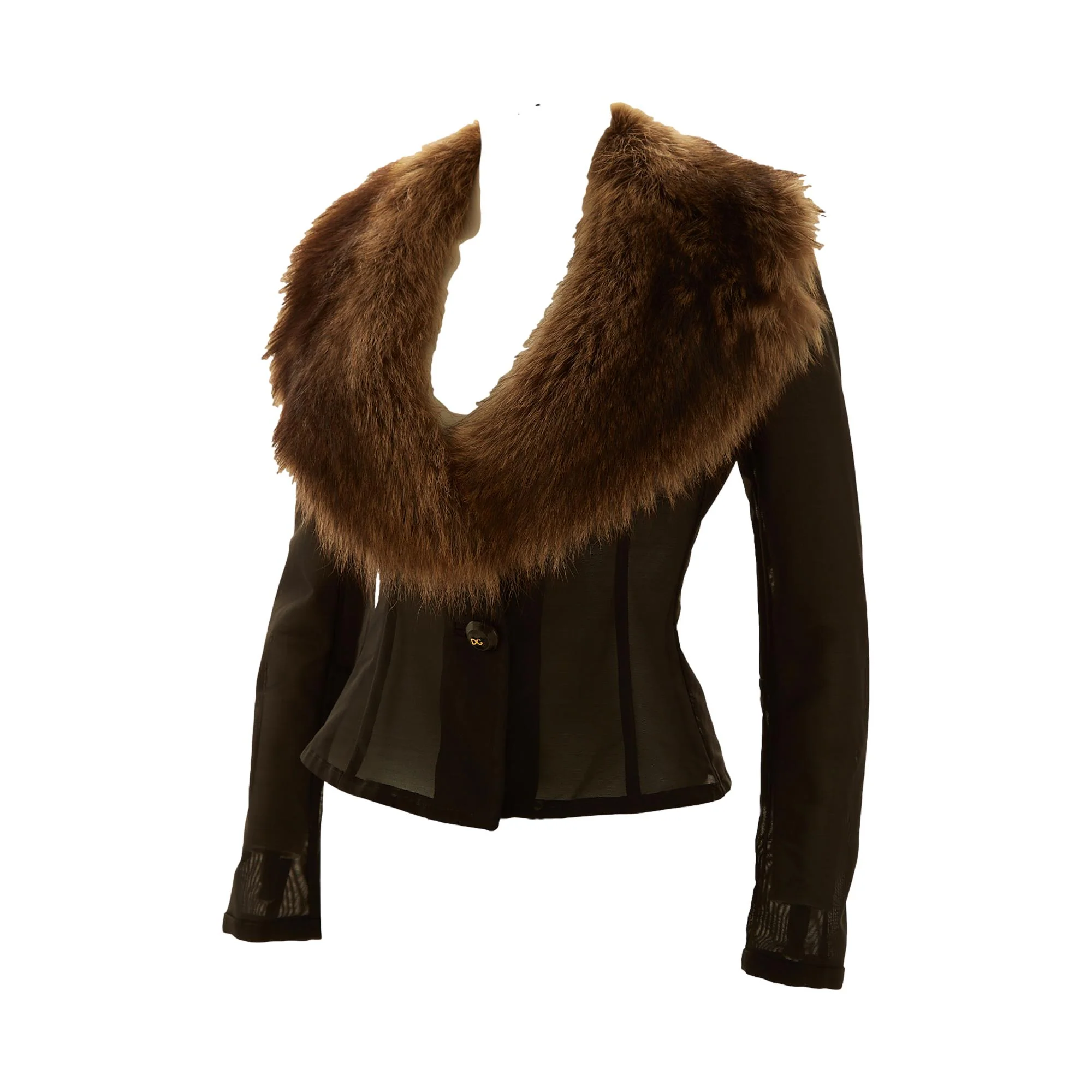 Dolce & Gabbana Black Sheer + Fur Top - Image 2