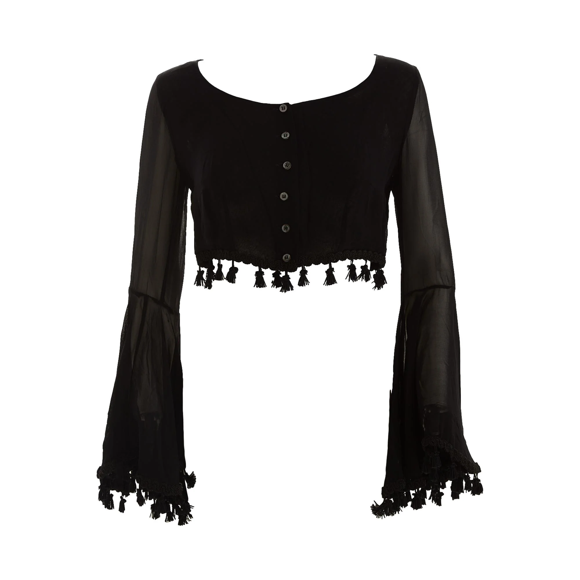 Dolce & Gabbana Black Tassel Cropped Long Sleeve