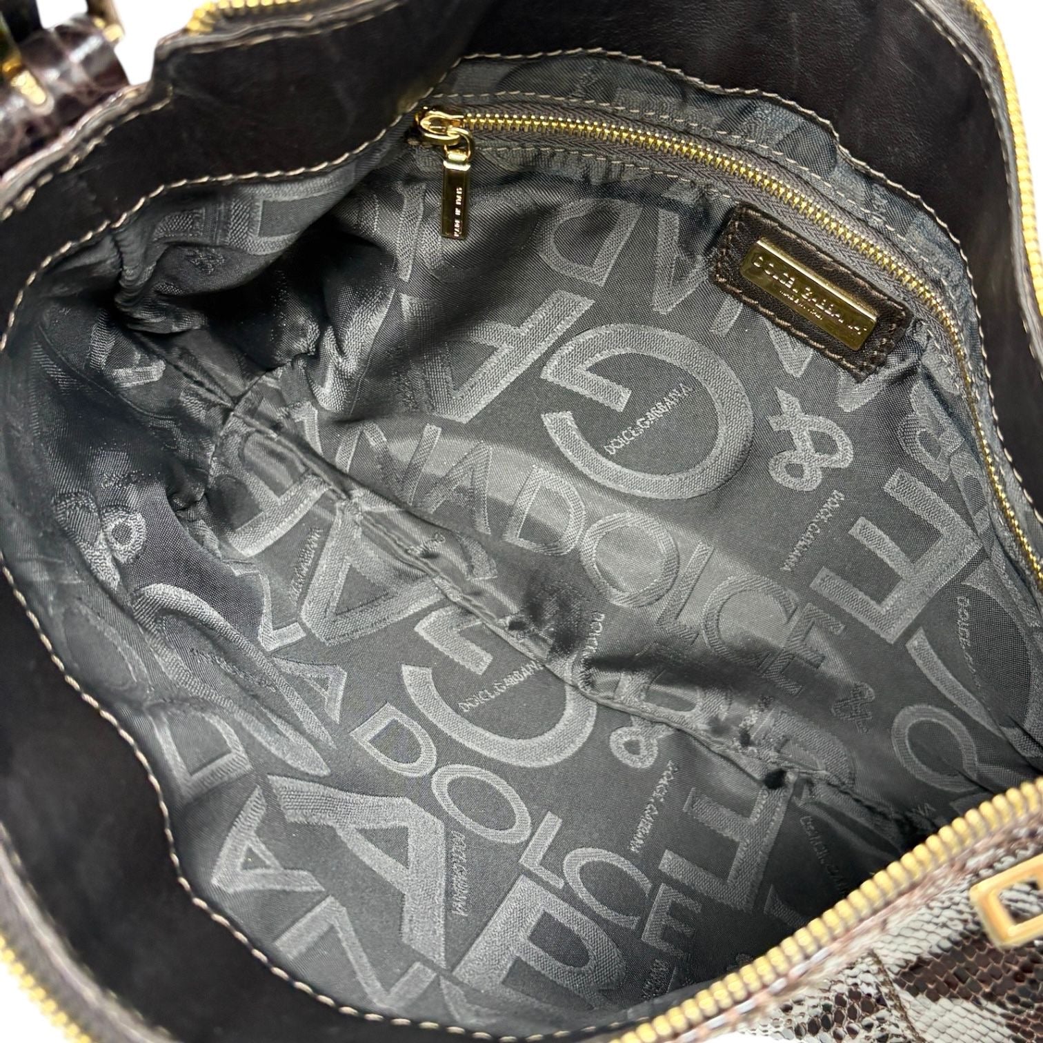 Dolce & Gabbana Brown Embossed Shoulder Bag - Image 3