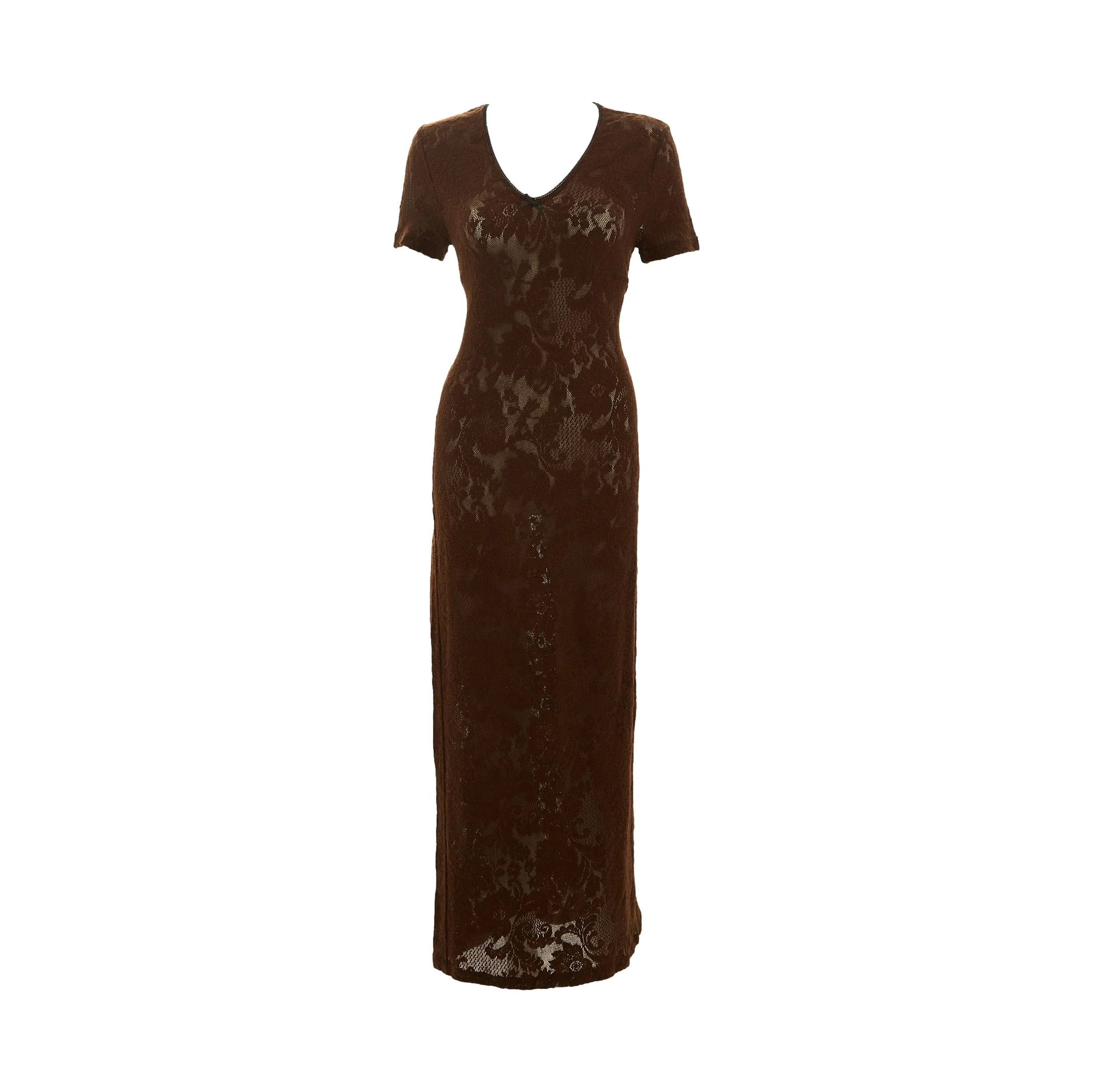 Dolce & Gabbana Brown Floral Lace Dress