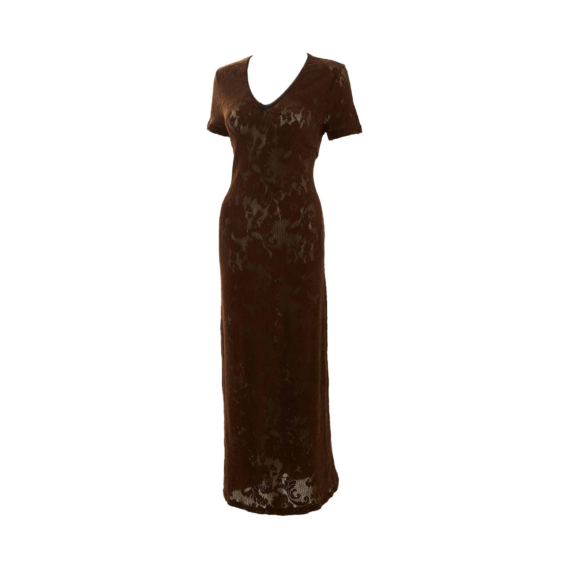 Dolce & Gabbana Brown Floral Lace Dress - Image 2