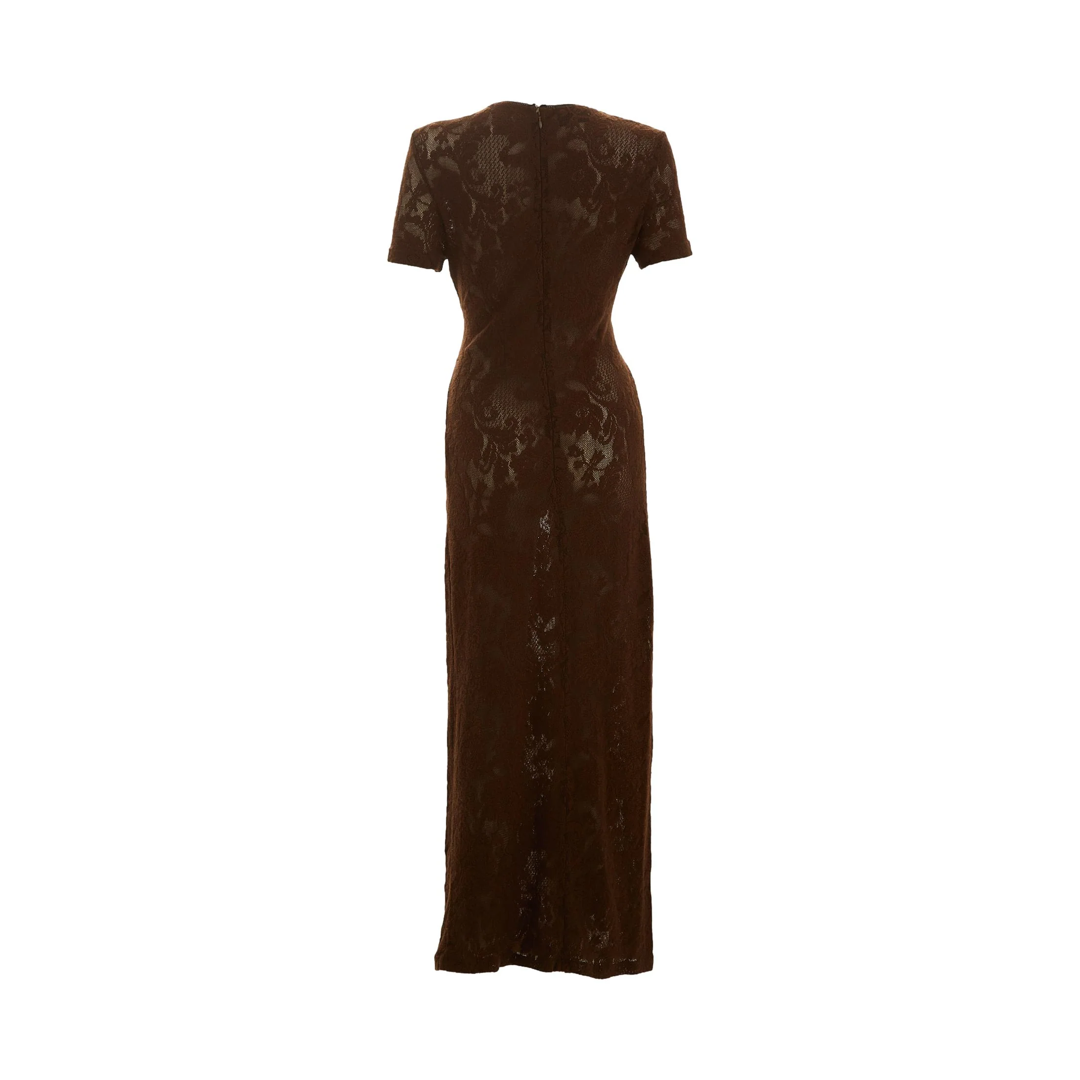 Dolce & Gabbana Brown Floral Lace Dress - Image 3