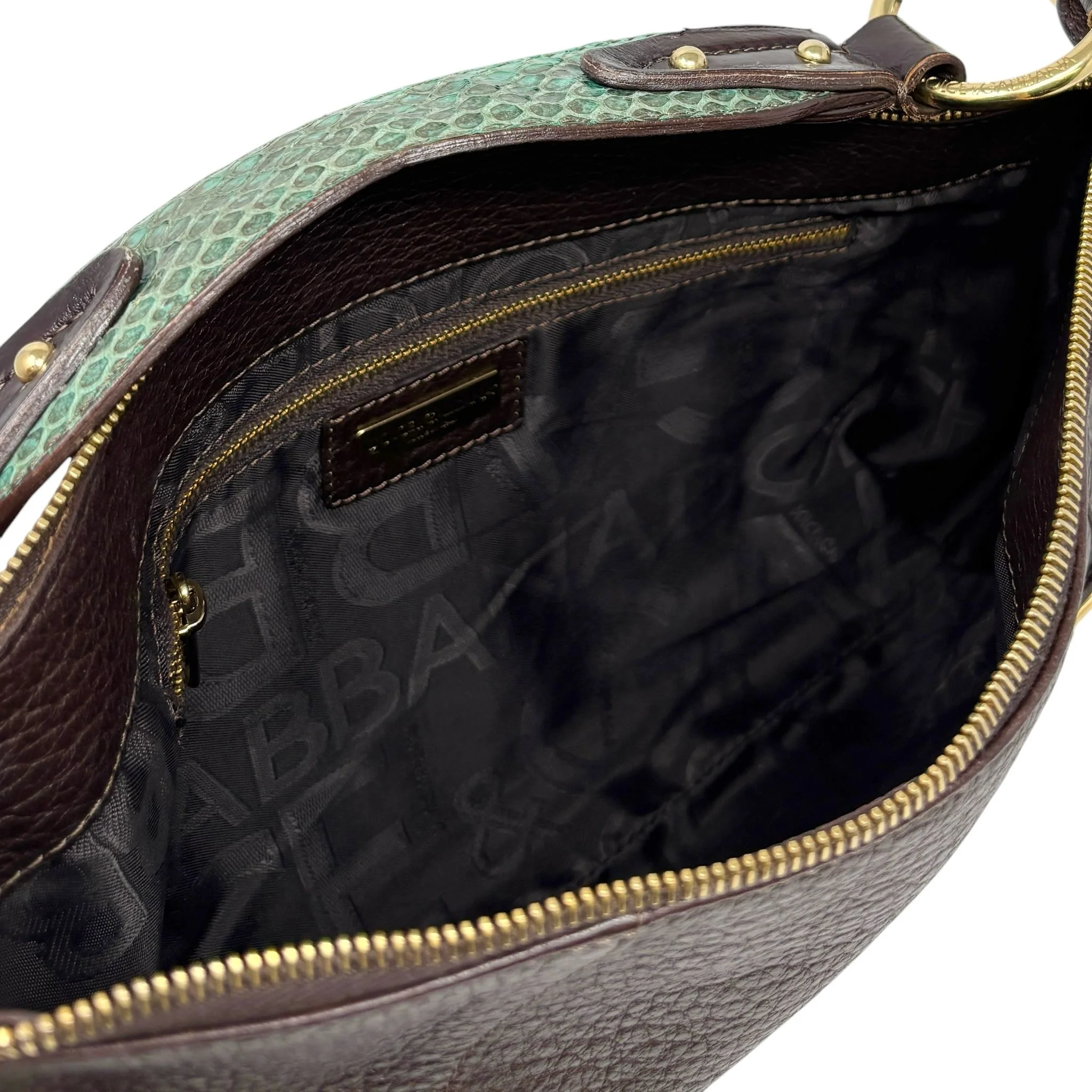 Dolce & Gabbana Brown + Green Leather Shoulder Bag - Image 3