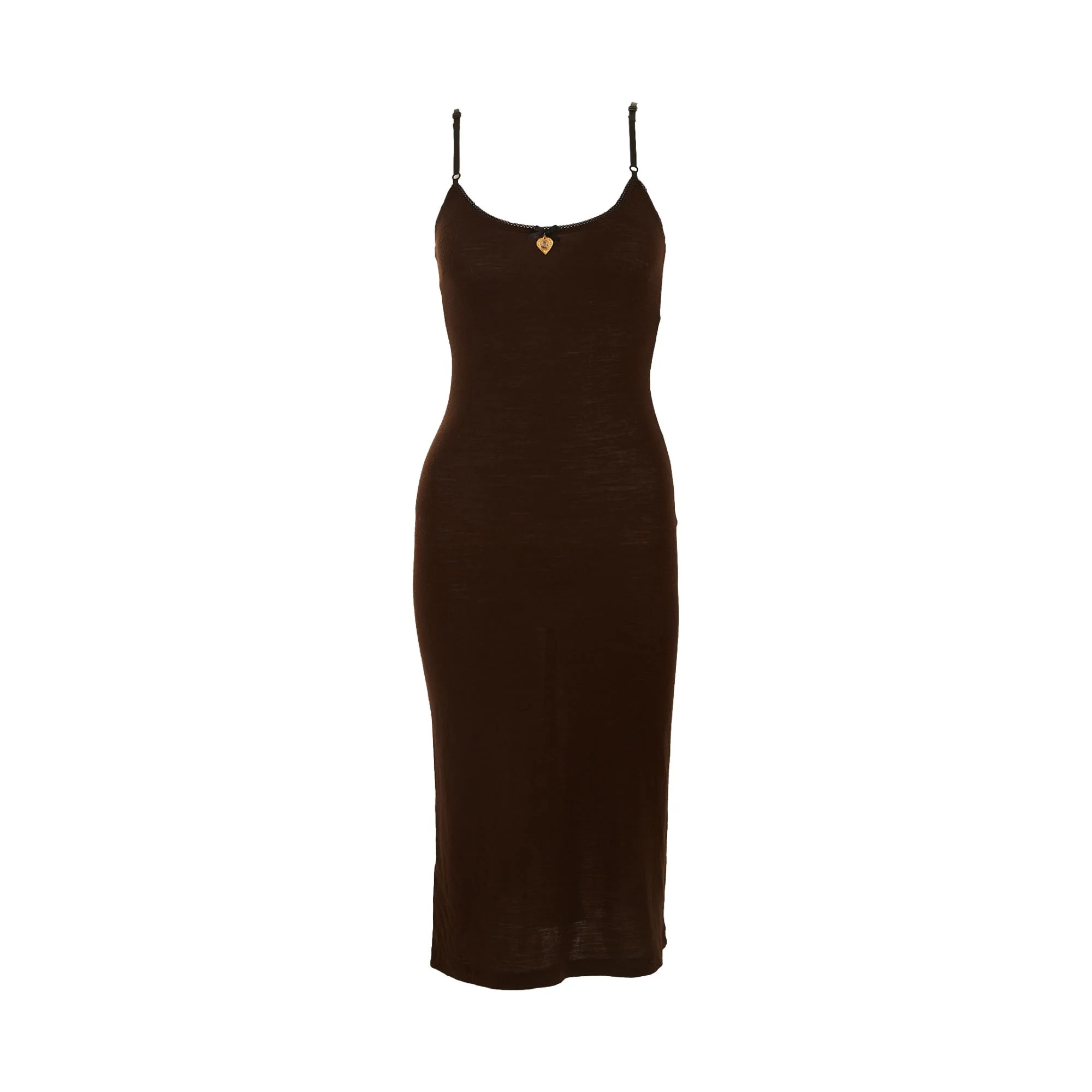 Dolce & Gabbana Brown Heart Pendant Dress