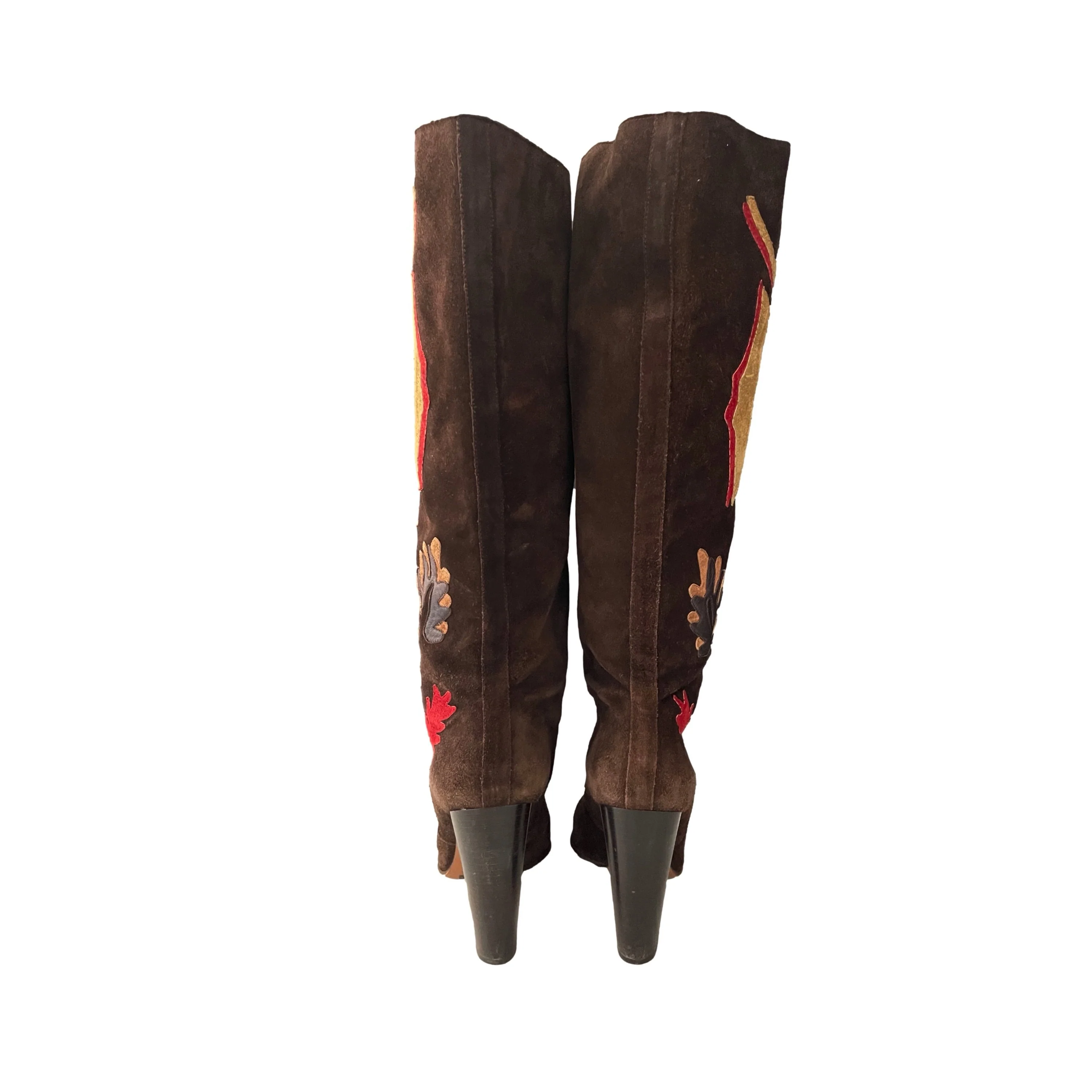 Dolce & Gabbana Brown Leaf Suede Boots - Image 3