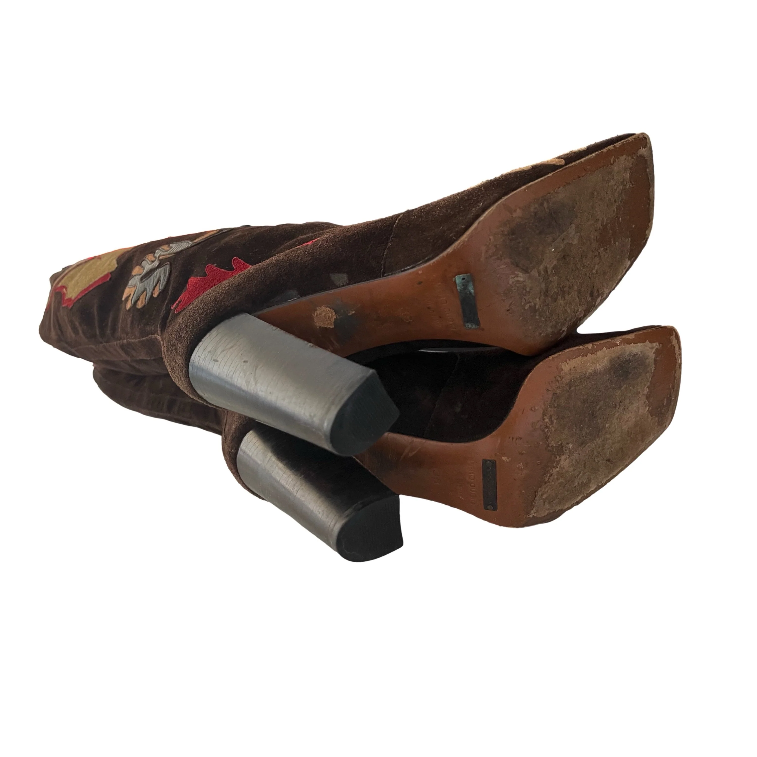 Dolce & Gabbana Brown Leaf Suede Boots - Image 4