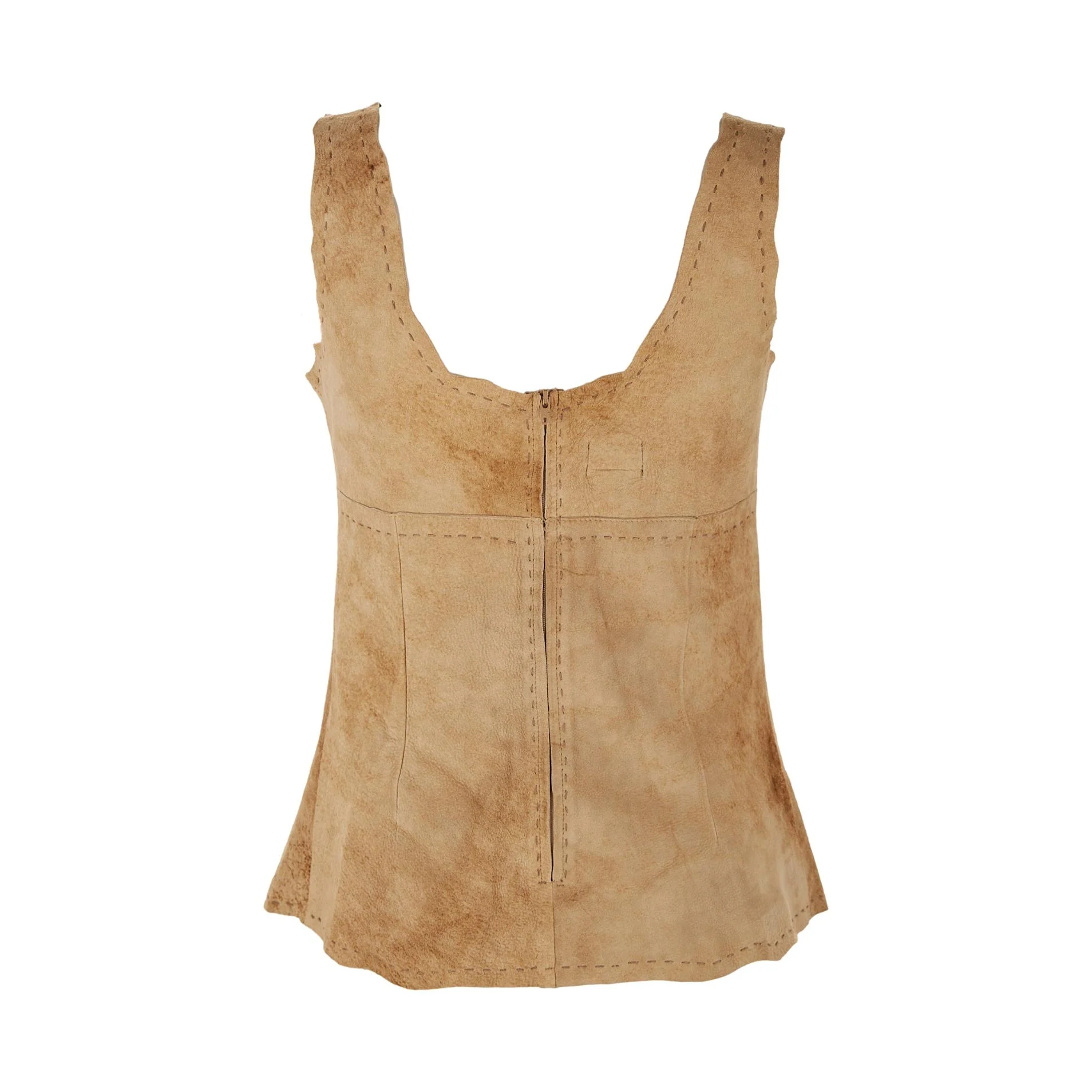 Dolce & Gabbana Brown Leather Tie Tank - Image 2