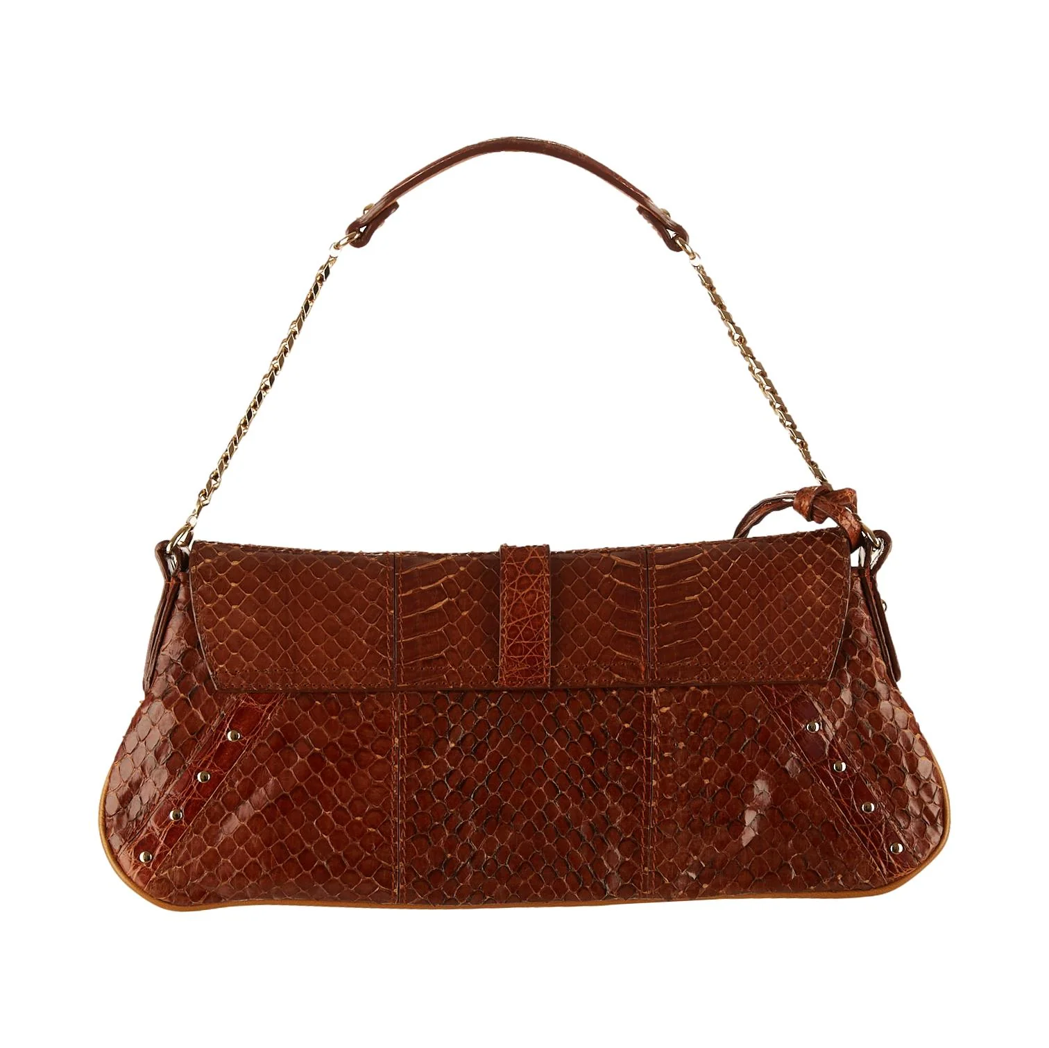 Dolce & Gabbana Brown Snakeskin Chain Shoulder Bag - Image 2