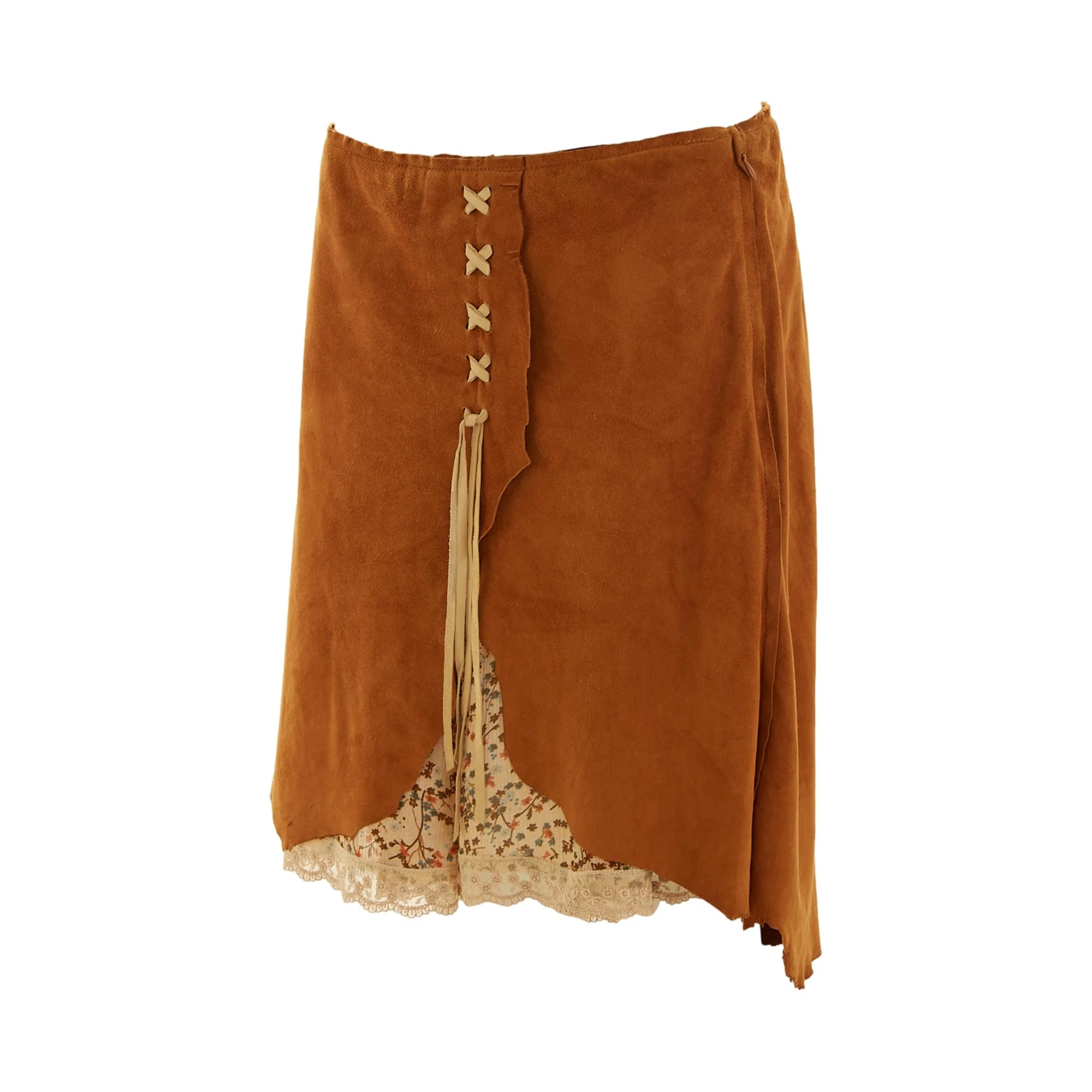 Dolce & Gabbana Brown Suede Layered Skirt - Image 2