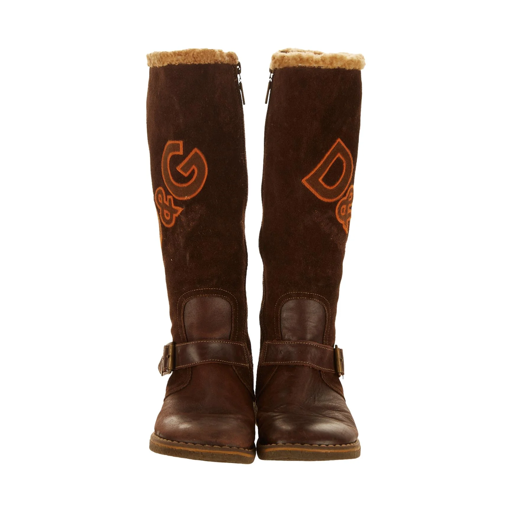 Dolce & Gabbana Brown Suede Logo Boots - Image 2