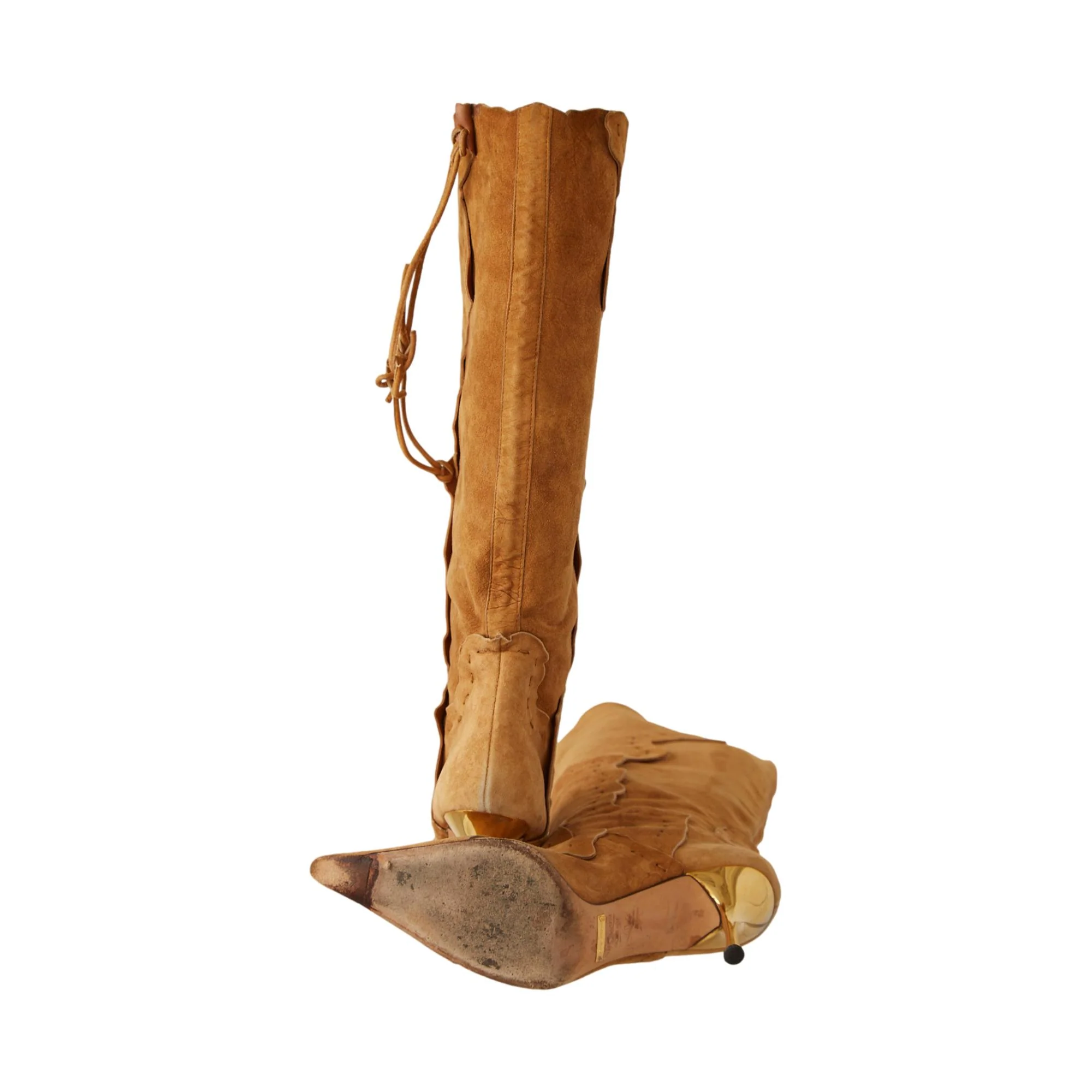 Dolce & Gabbana Brown Suede Patchwork Boots - Image 4
