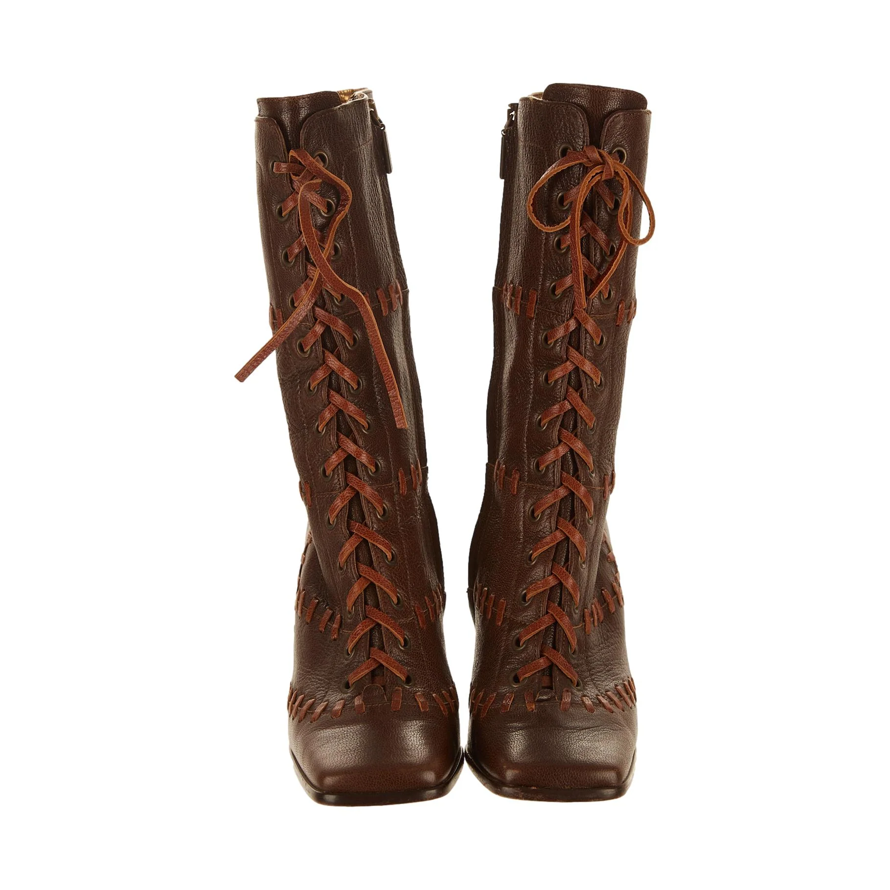 Dolce & Gabbana Brown Tie Ankle Boots - Image 2