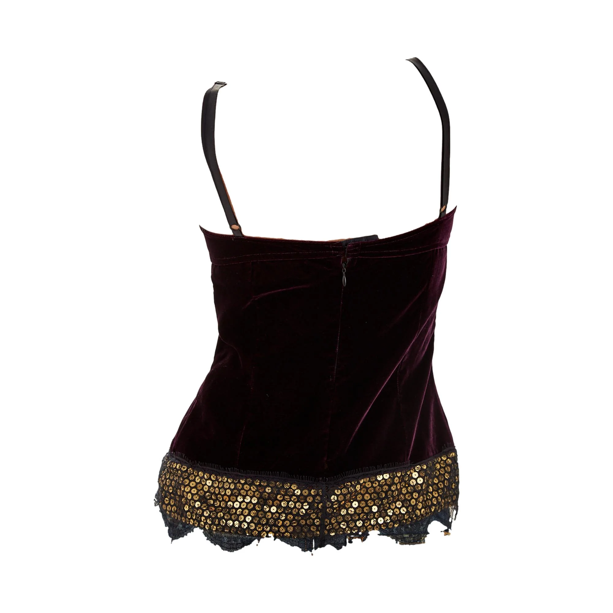 Dolce & Gabbana Burgundy Velvet Floral Top - Image 2