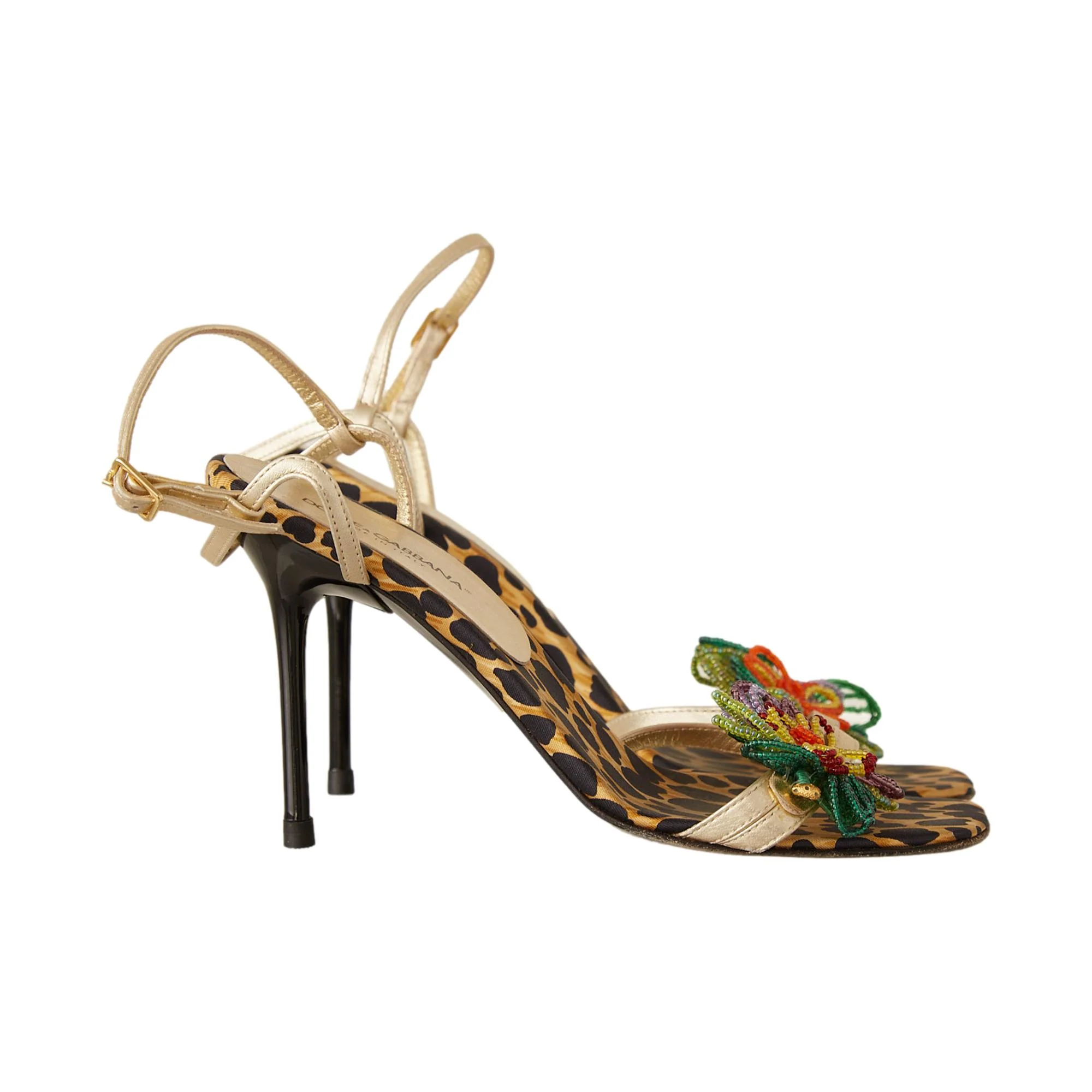Dolce & Gabbana Cheetah Print Beaded Flower Heels - Image 2