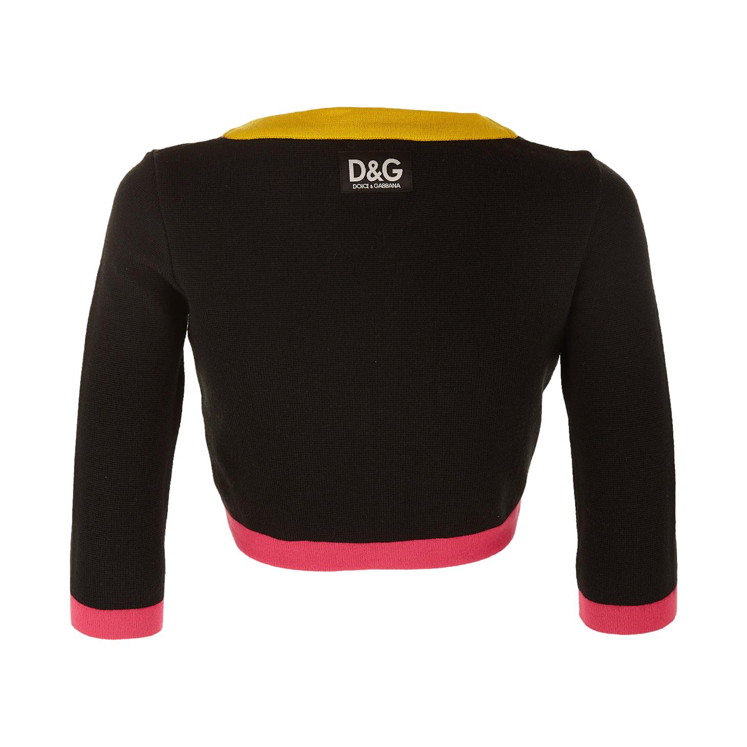 Dolce & Gabbana Color Block Cropped Logo Cardigan - Image 2