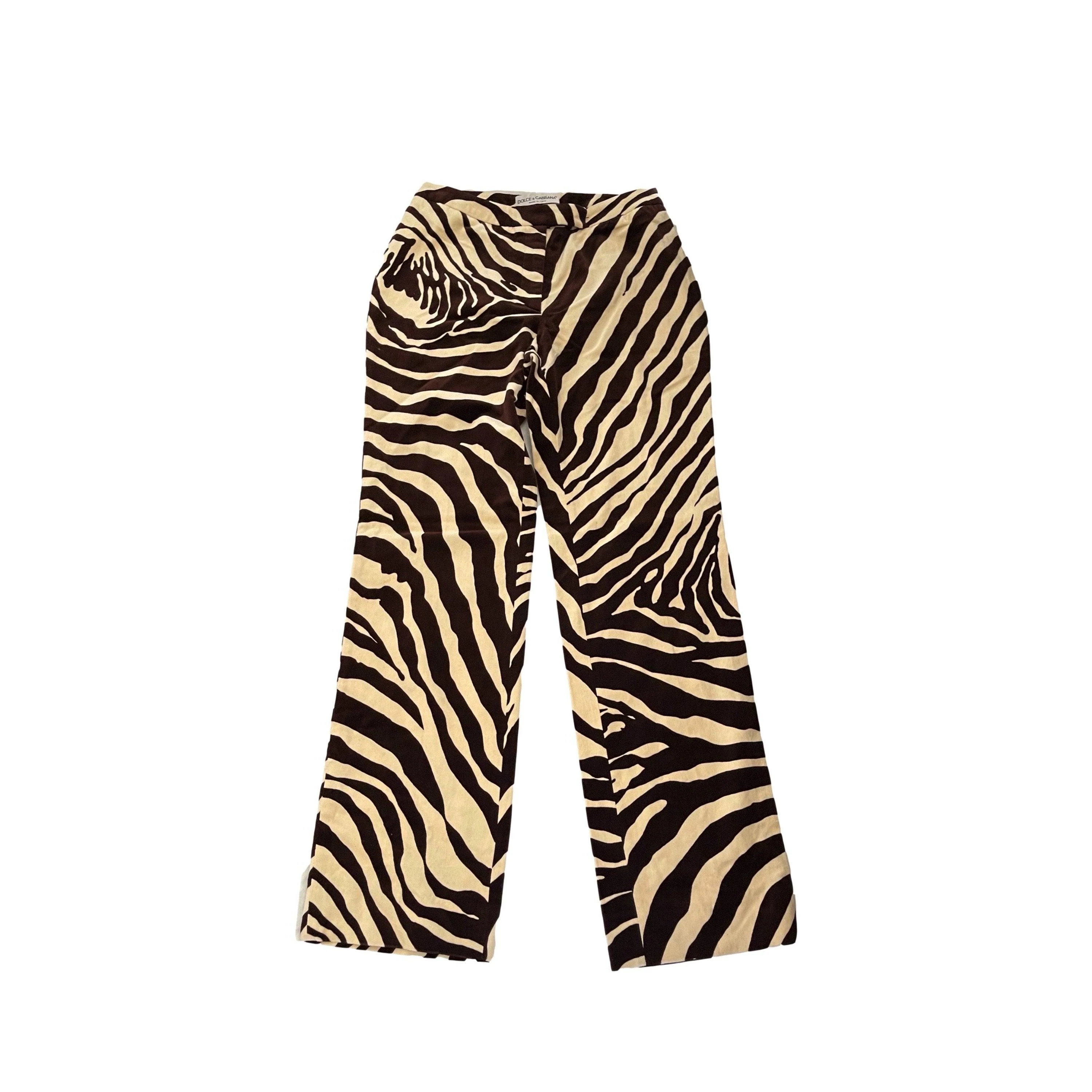 Dolce & Gabbana Cream Zebra Print Pants