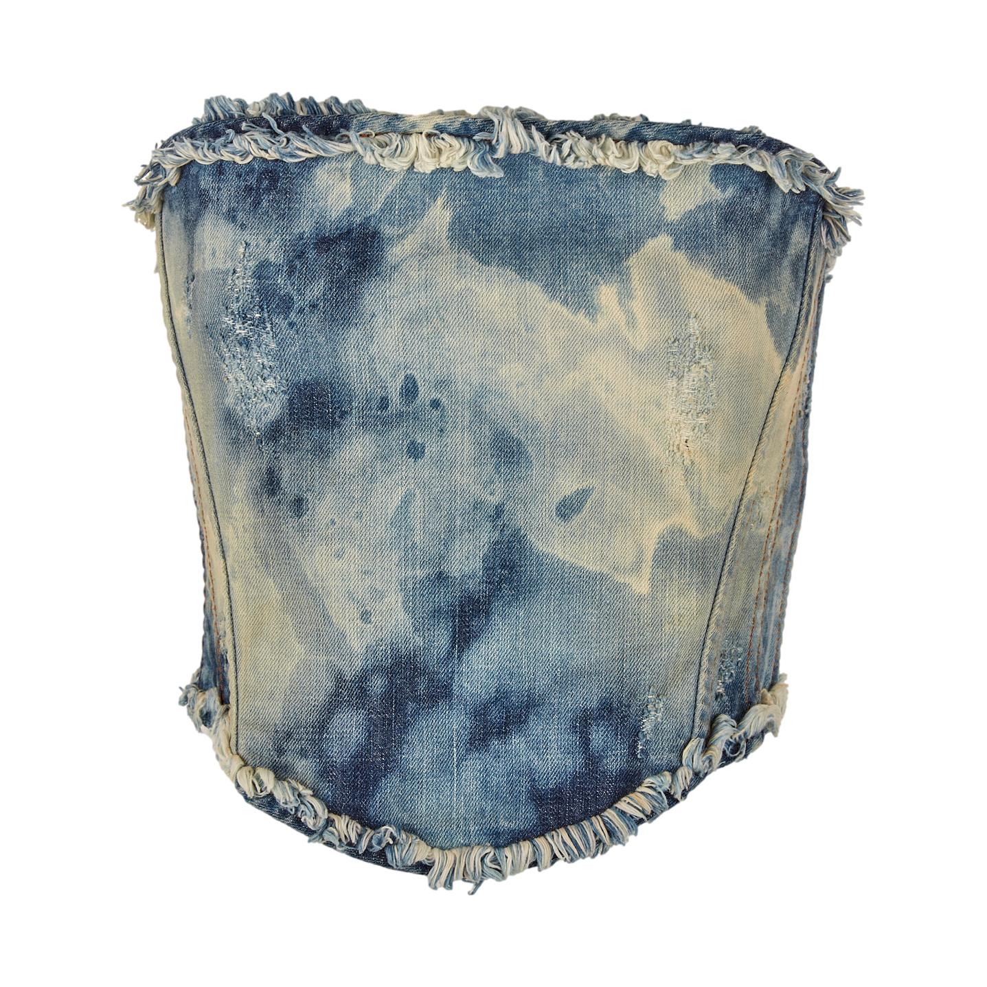 Dolce & Gabbana Denim Acid Wash Corset