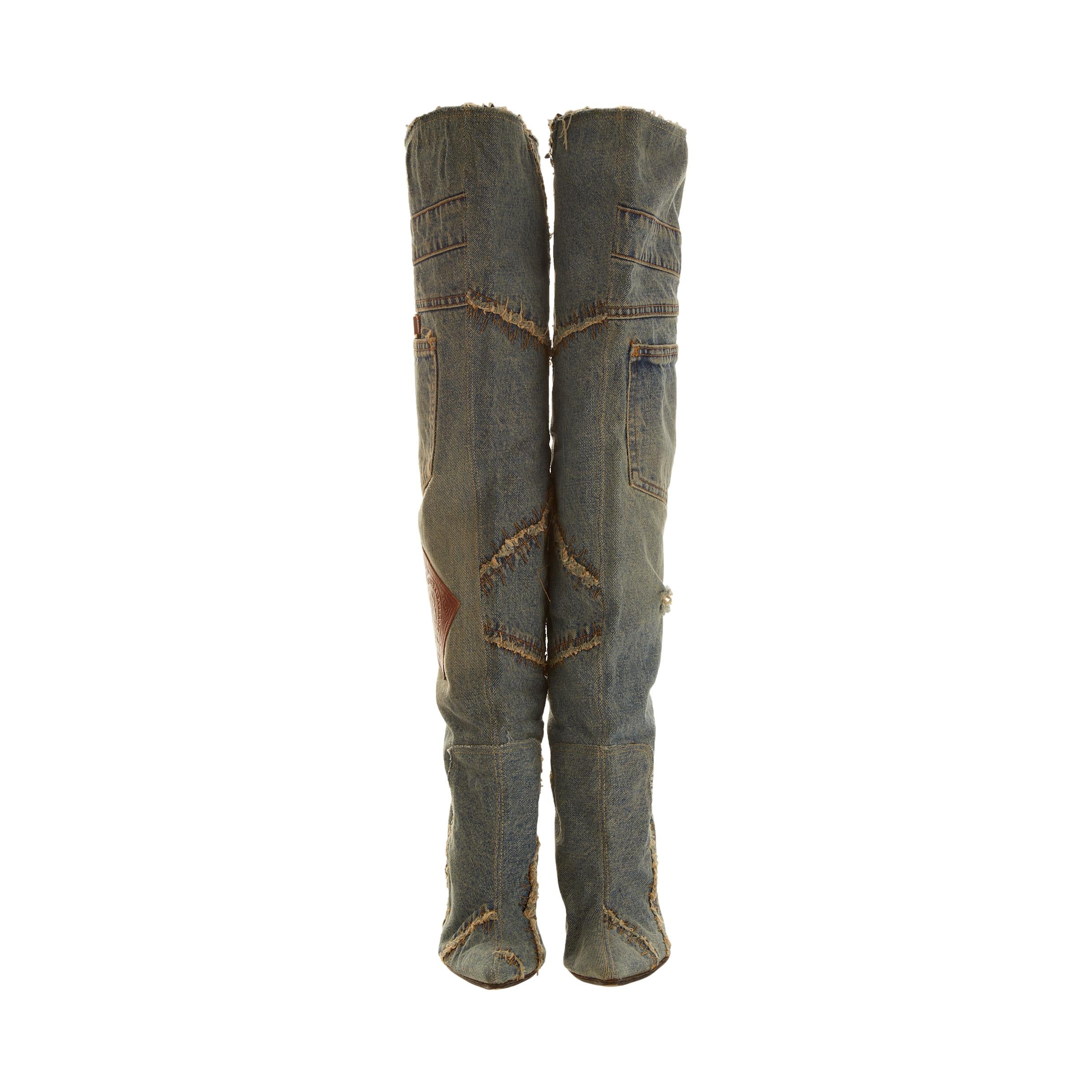 Dolce & Gabbana Denim Patchwork Over-The-Knee Boots - Image 3