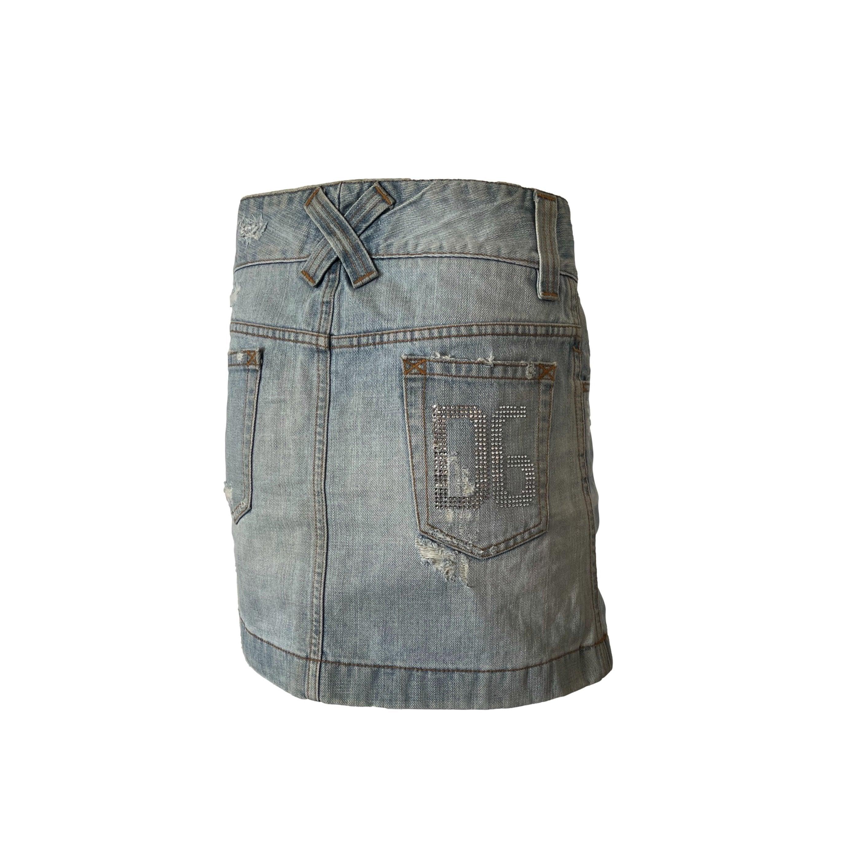 Dolce & Gabbana Denim Sequined DG Skirt - Image 3