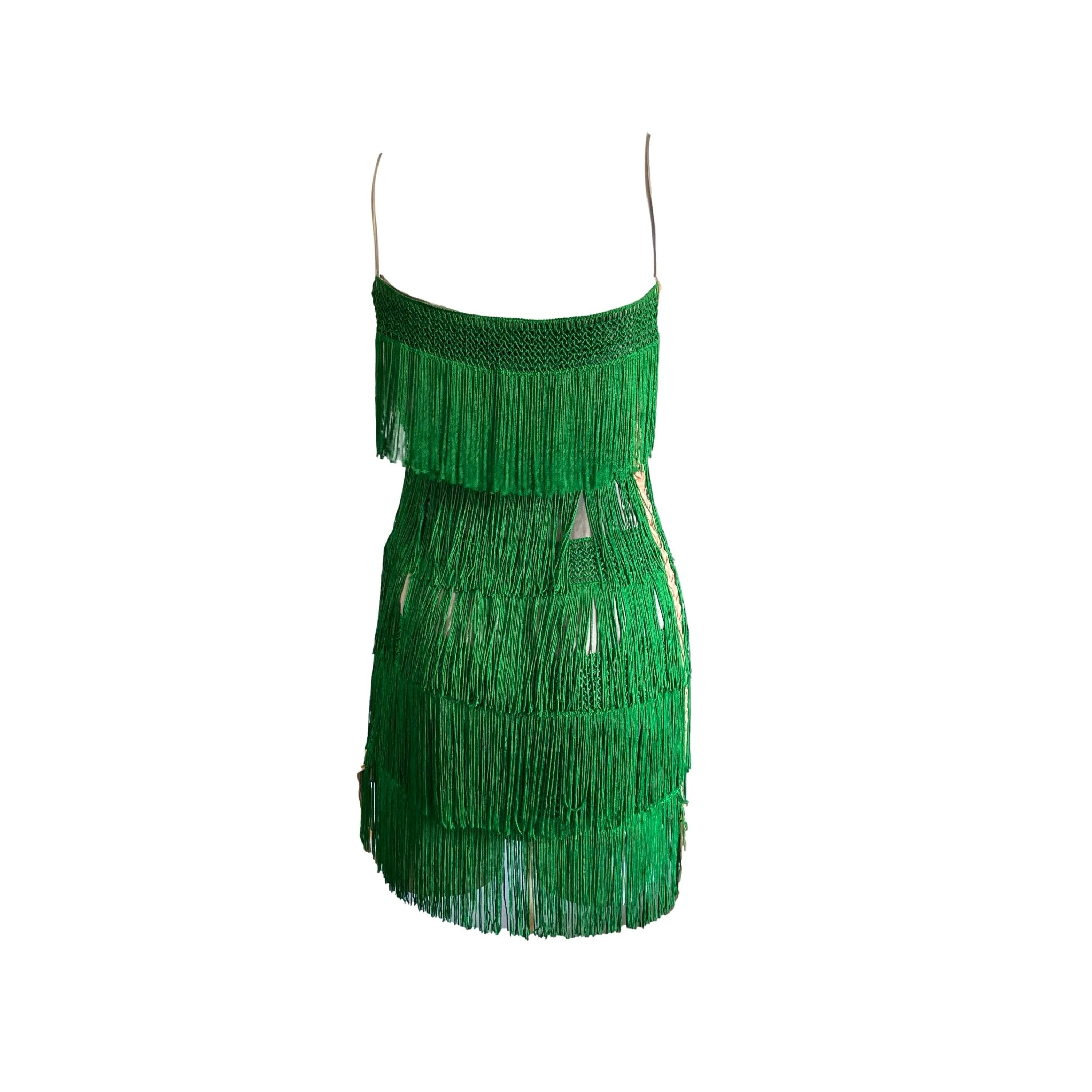 Dolce & Gabbana Green Fringe Dress - Image 3