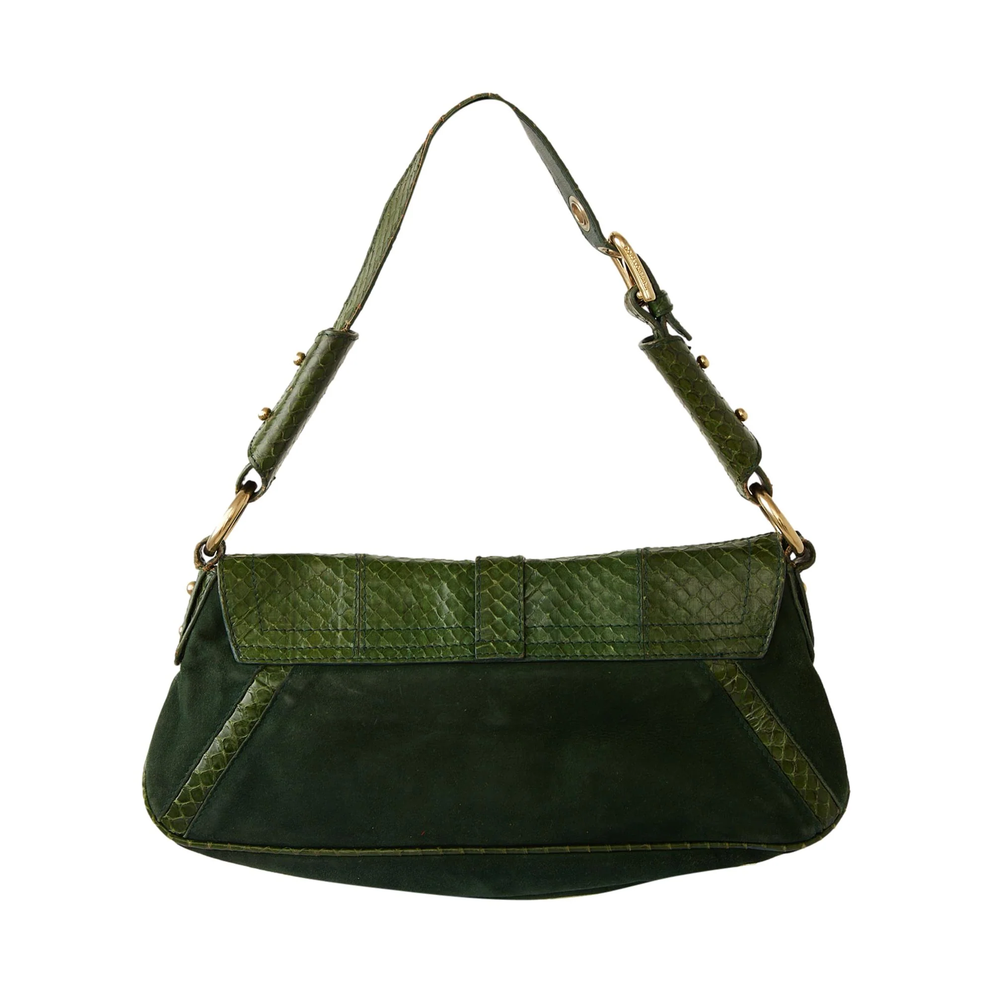 Dolce & Gabbana Green Suede + Snakeskin Shoulder Bag - Image 2