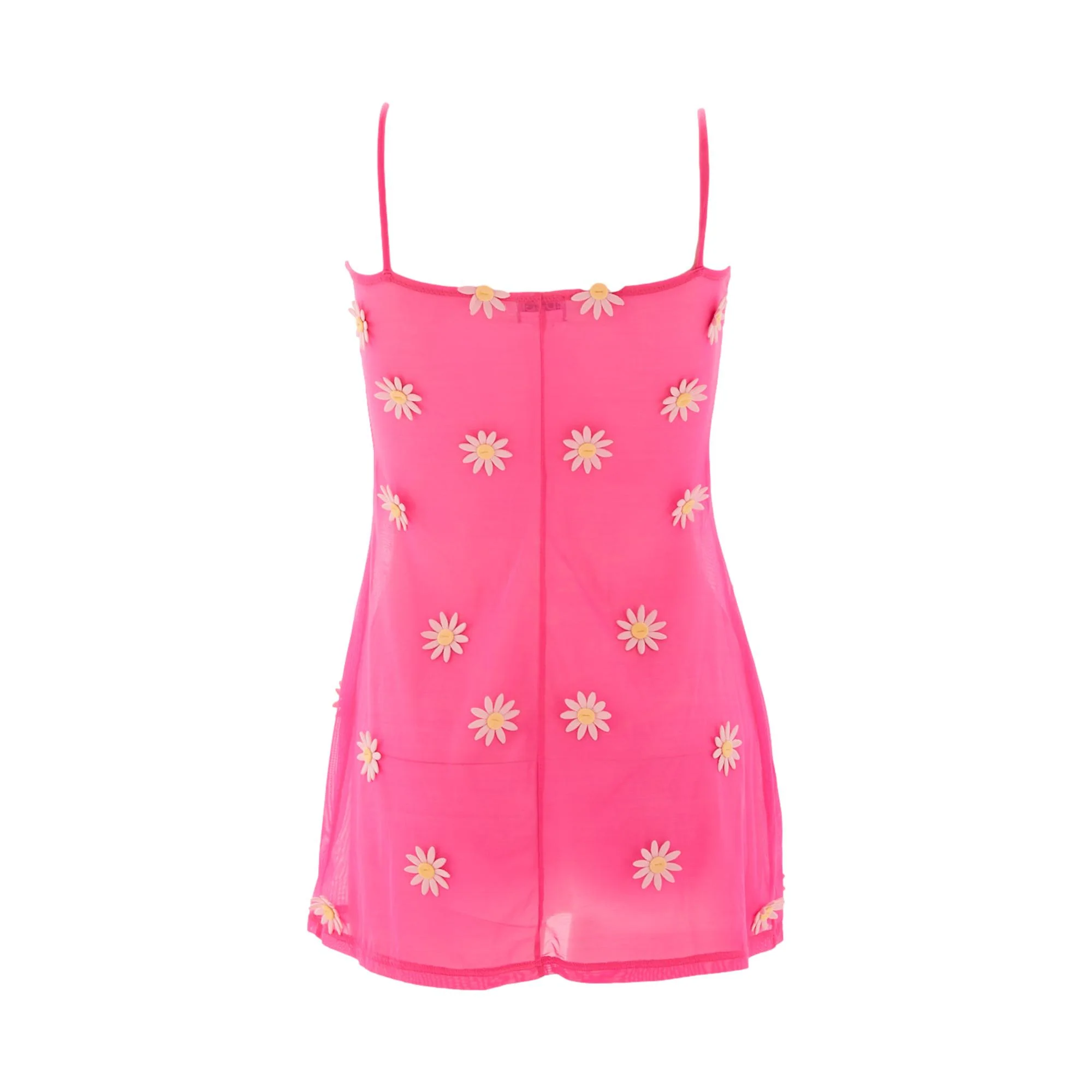 Dolce & Gabbana Hot Pink Sheer Daisy Mini Dress - Image 2