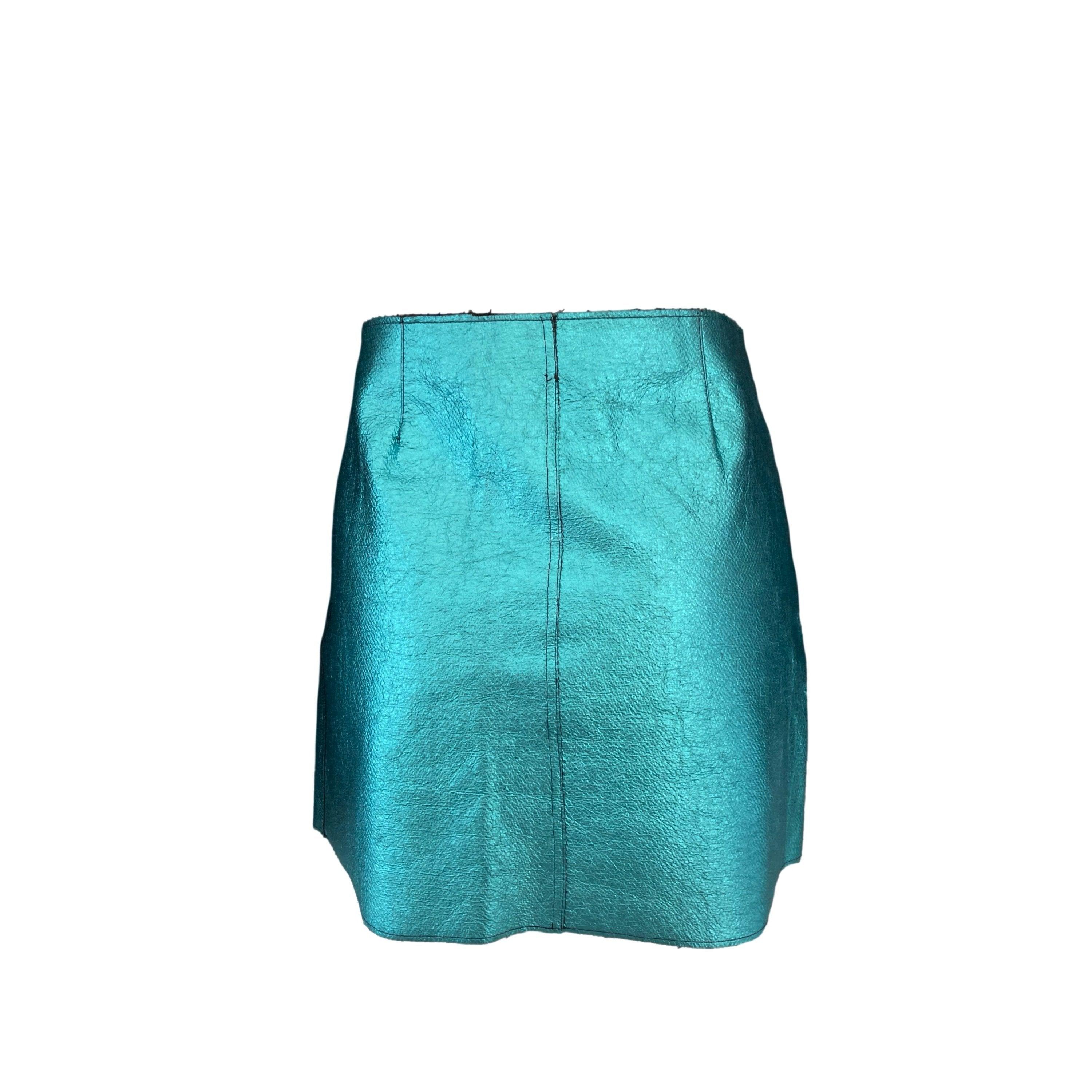 Dolce & Gabbana Metallic Blue Textured Skirt - Image 2