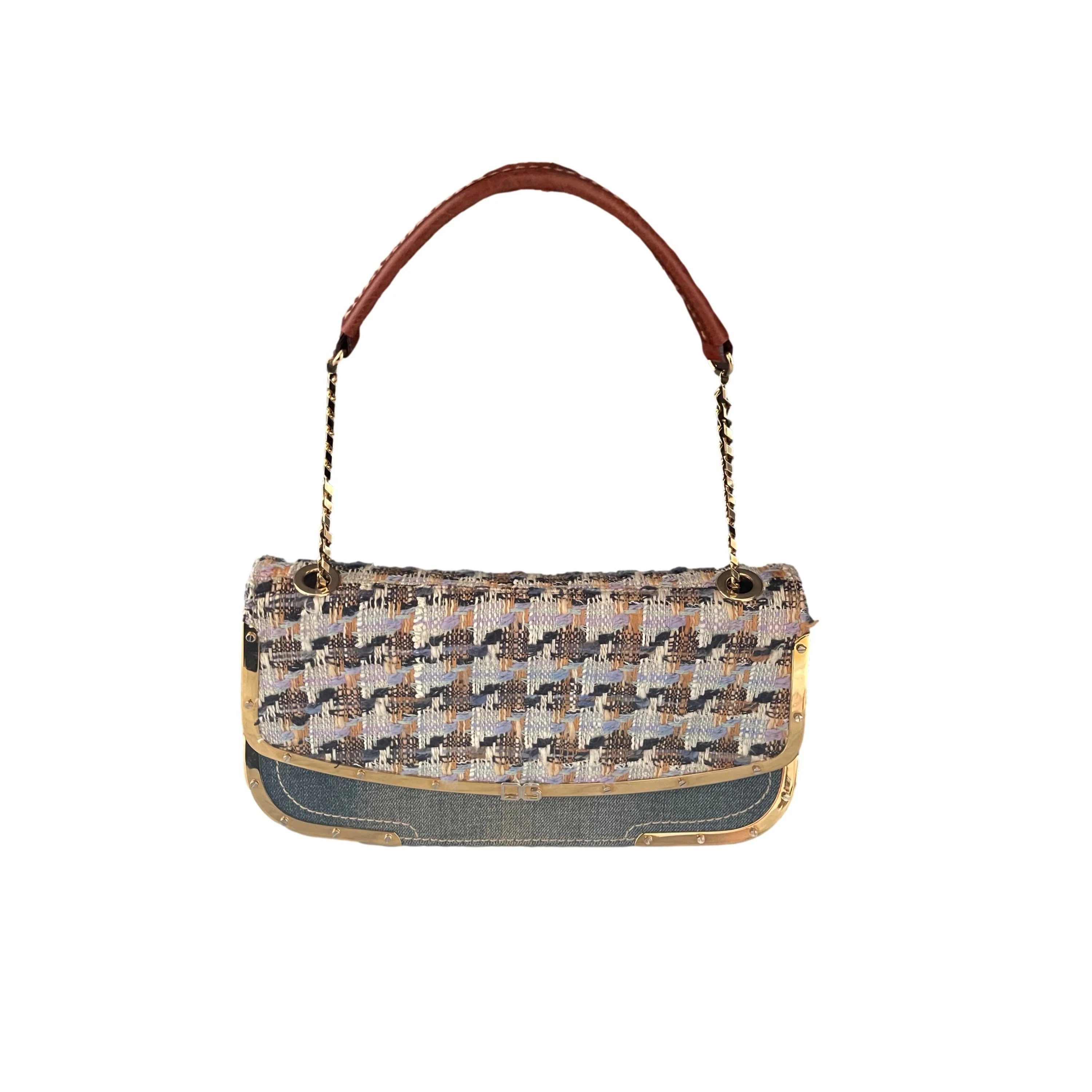 Dolce & Gabbana Mixed Media Tweed Shoulder Bag