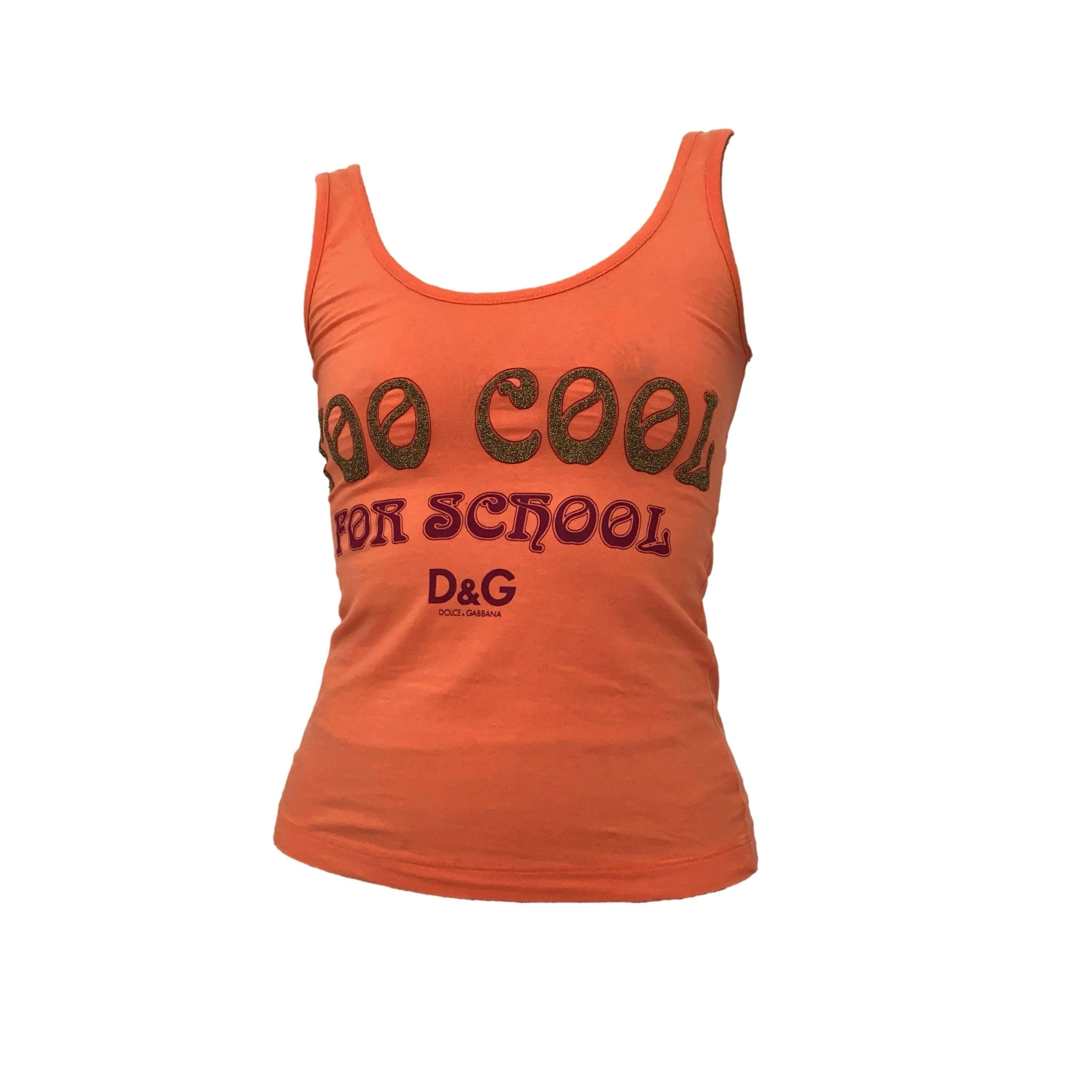 Dolce & Gabbana Orange Cut Out Graphic Tank