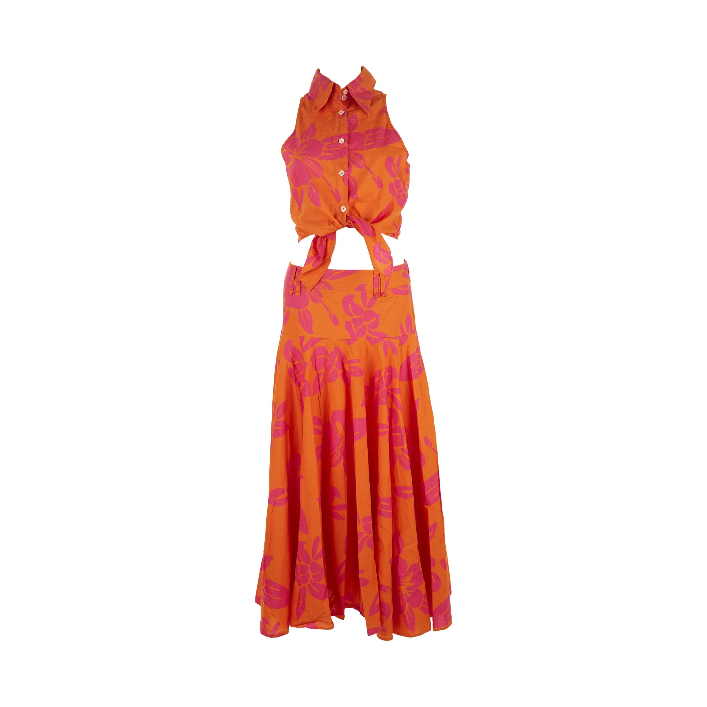 Dolce & Gabbana Orange Floral Skirt Set