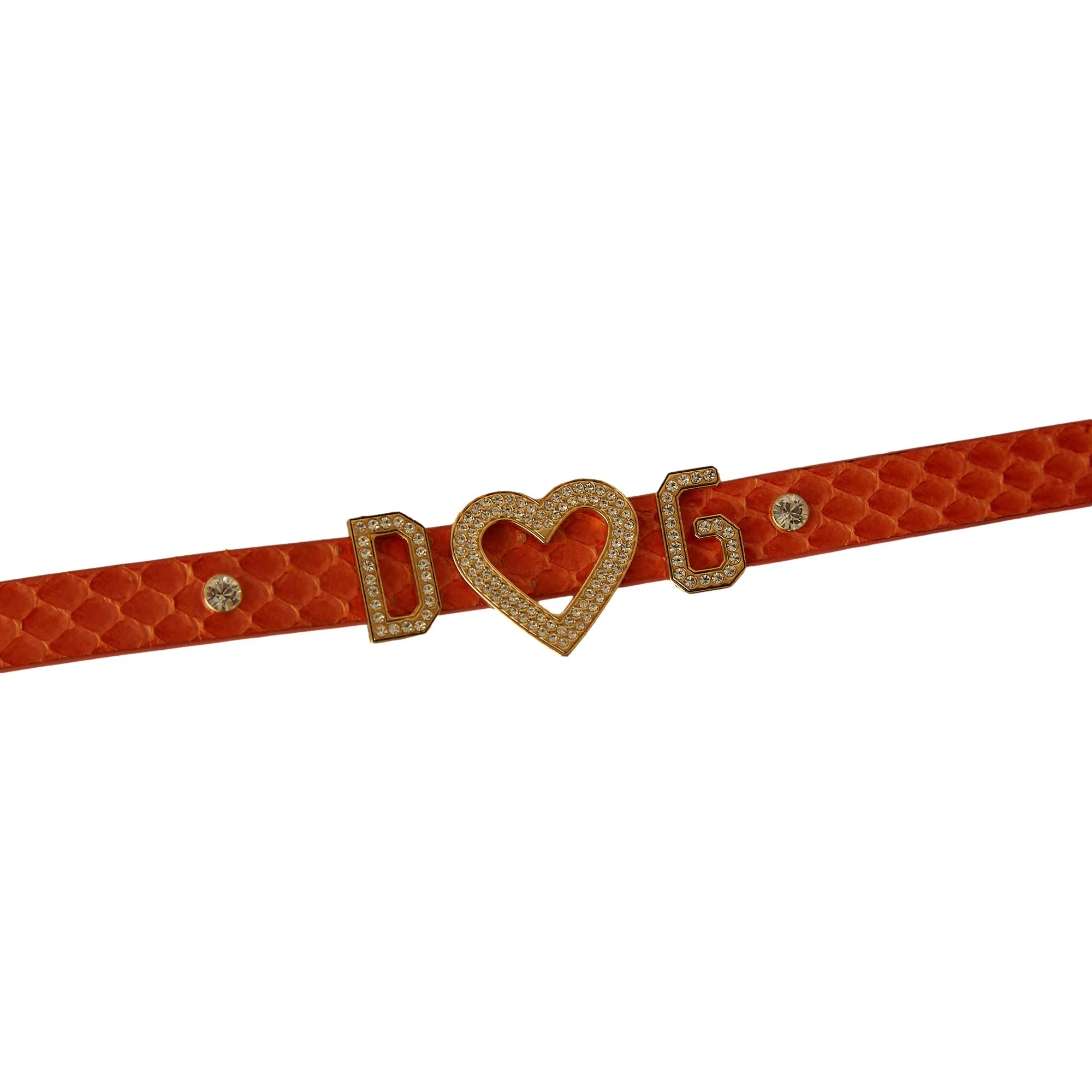Dolce & Gabbana Orange Snakeskin Rhinestone Choker - Image 2