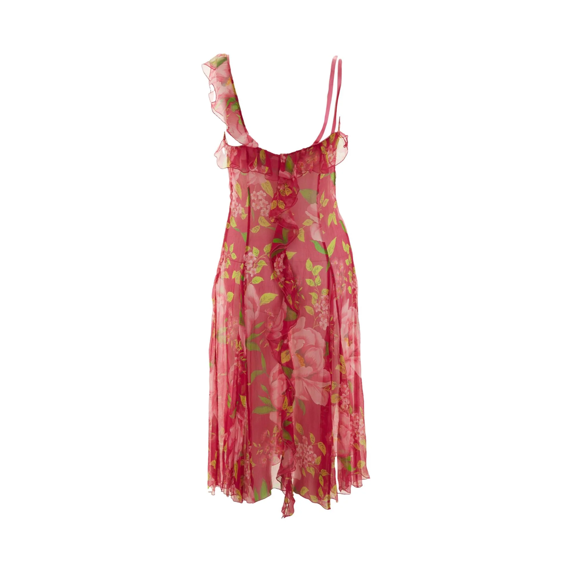 Dolce & Gabbana Pink Floral Ruffle One-Strap Dress - Image 2