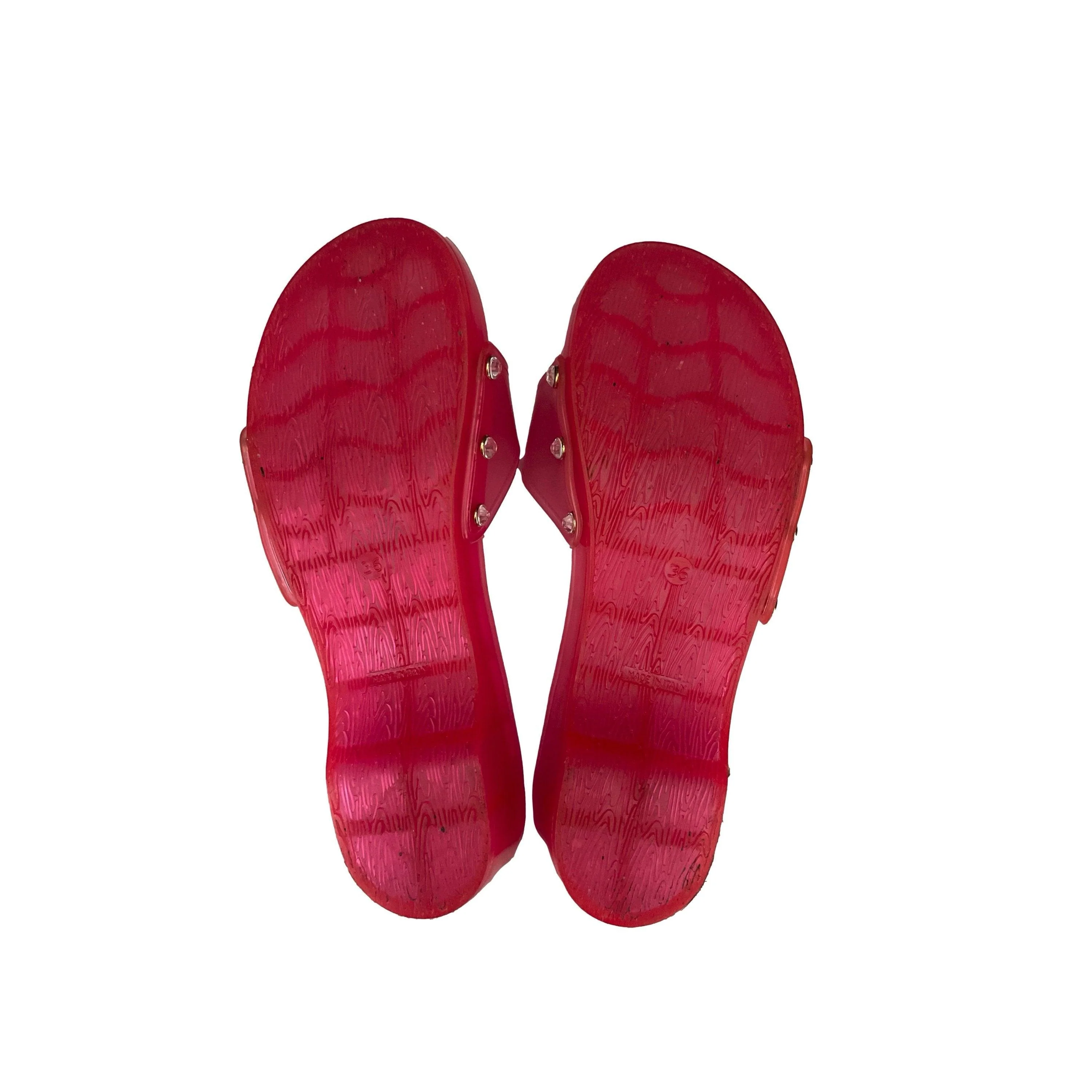 Dolce & Gabbana Pink Jelly Rhinestone Chunky Slides - Image 3