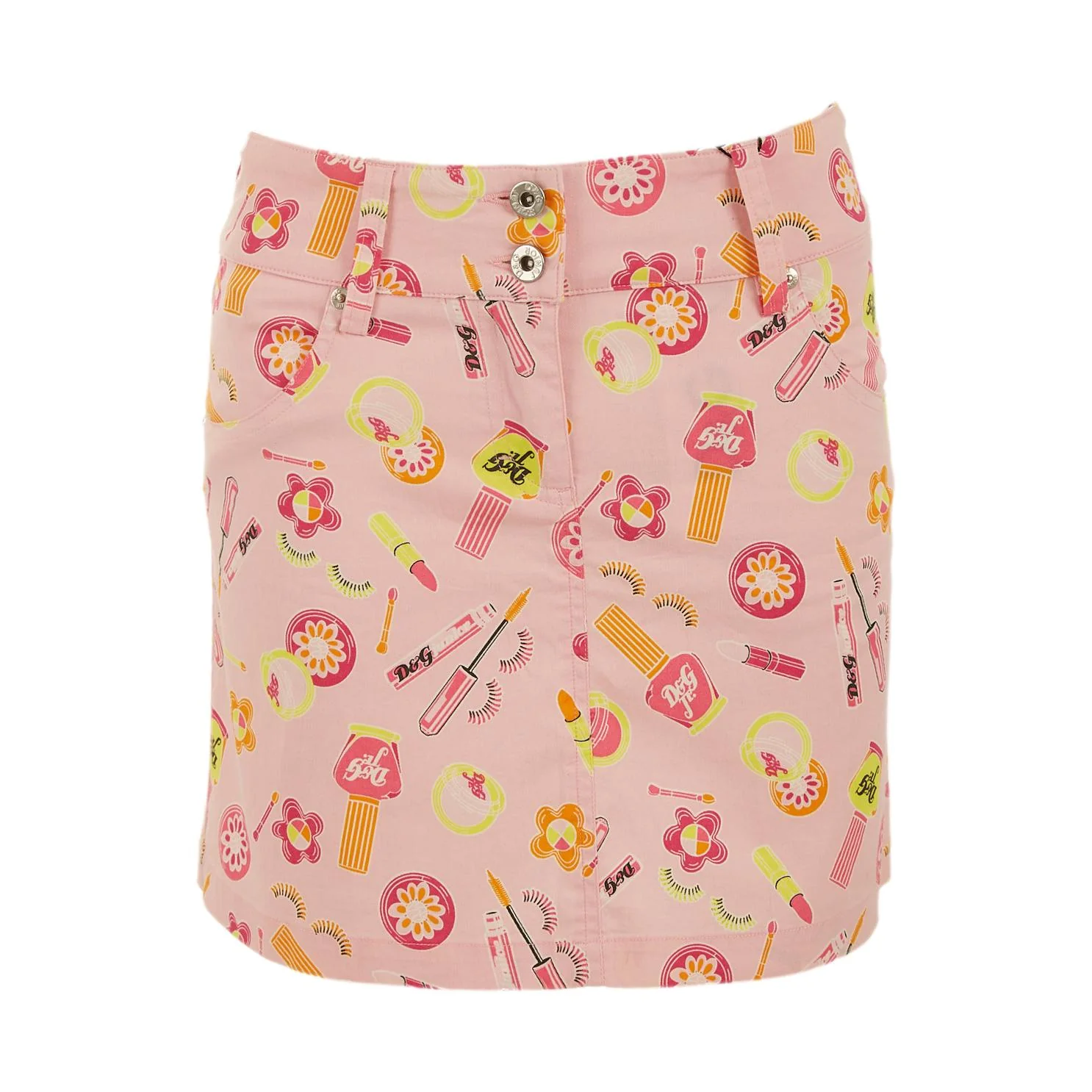 Dolce & Gabbana Pink Makeup Print Skirt