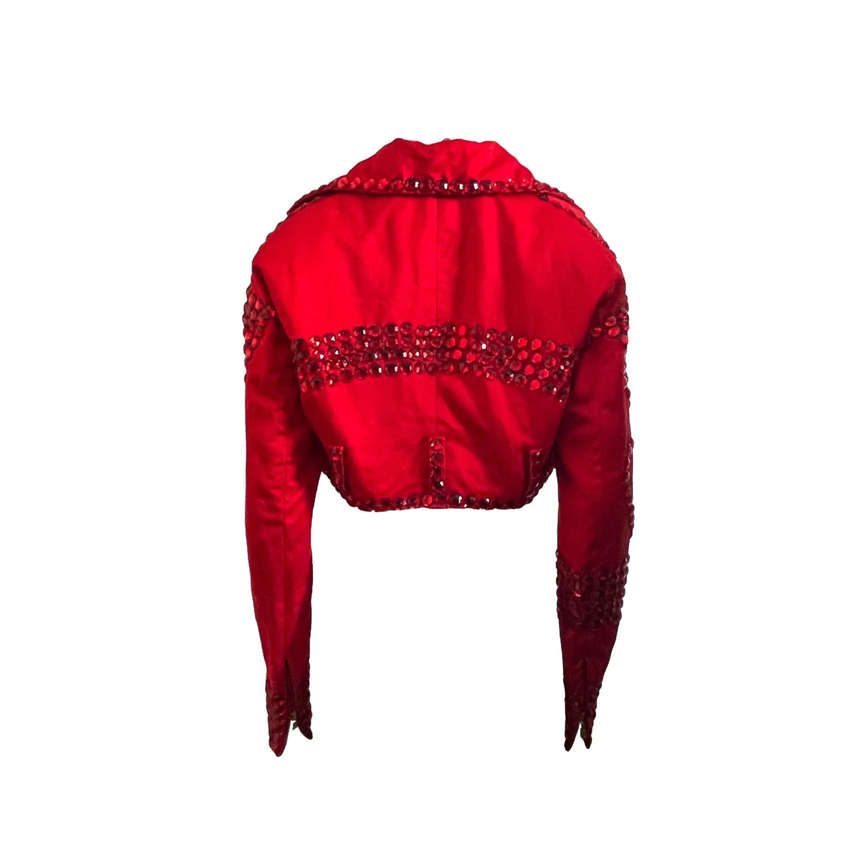 Dolce & Gabbana Red Crystal Crop Jacket - Image 2