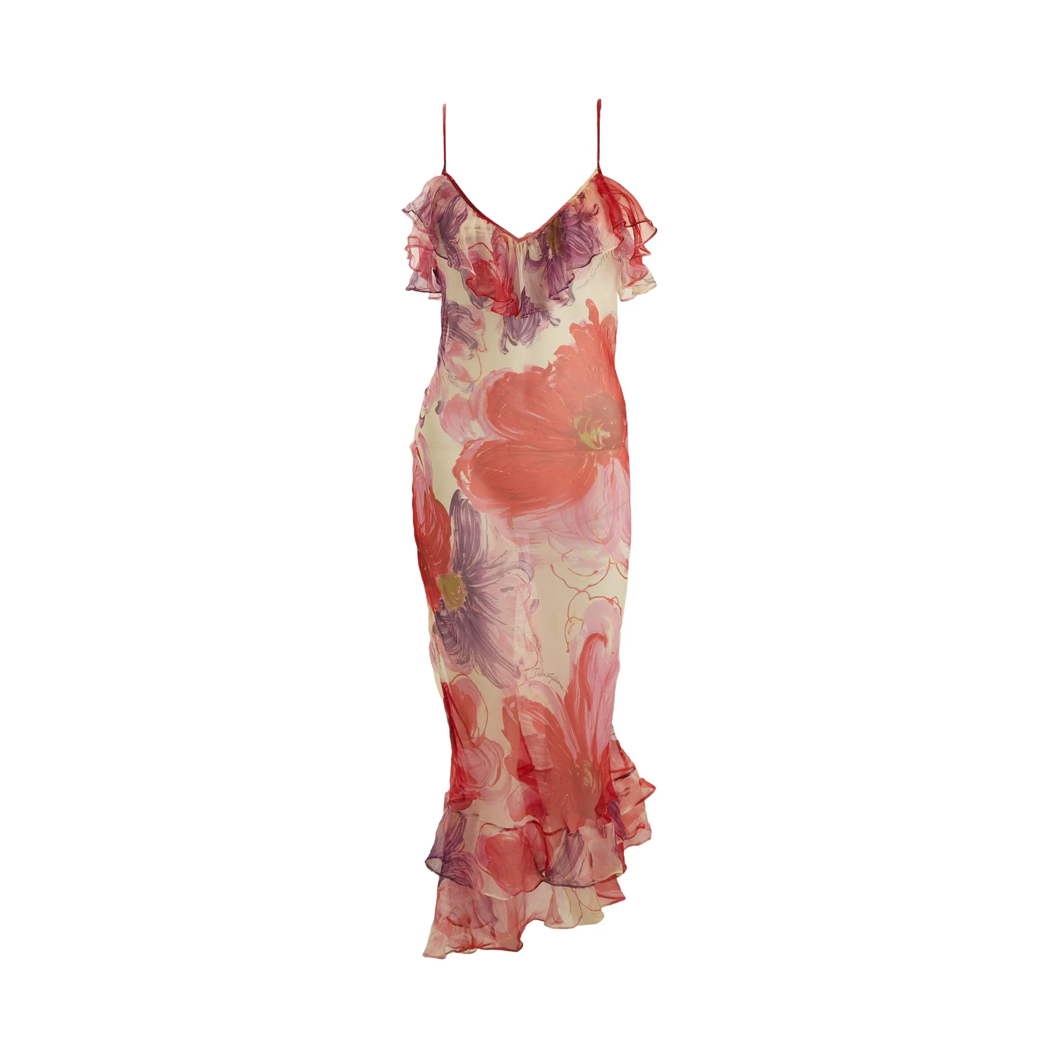 Dolce & Gabbana Red Floral Silk Dress