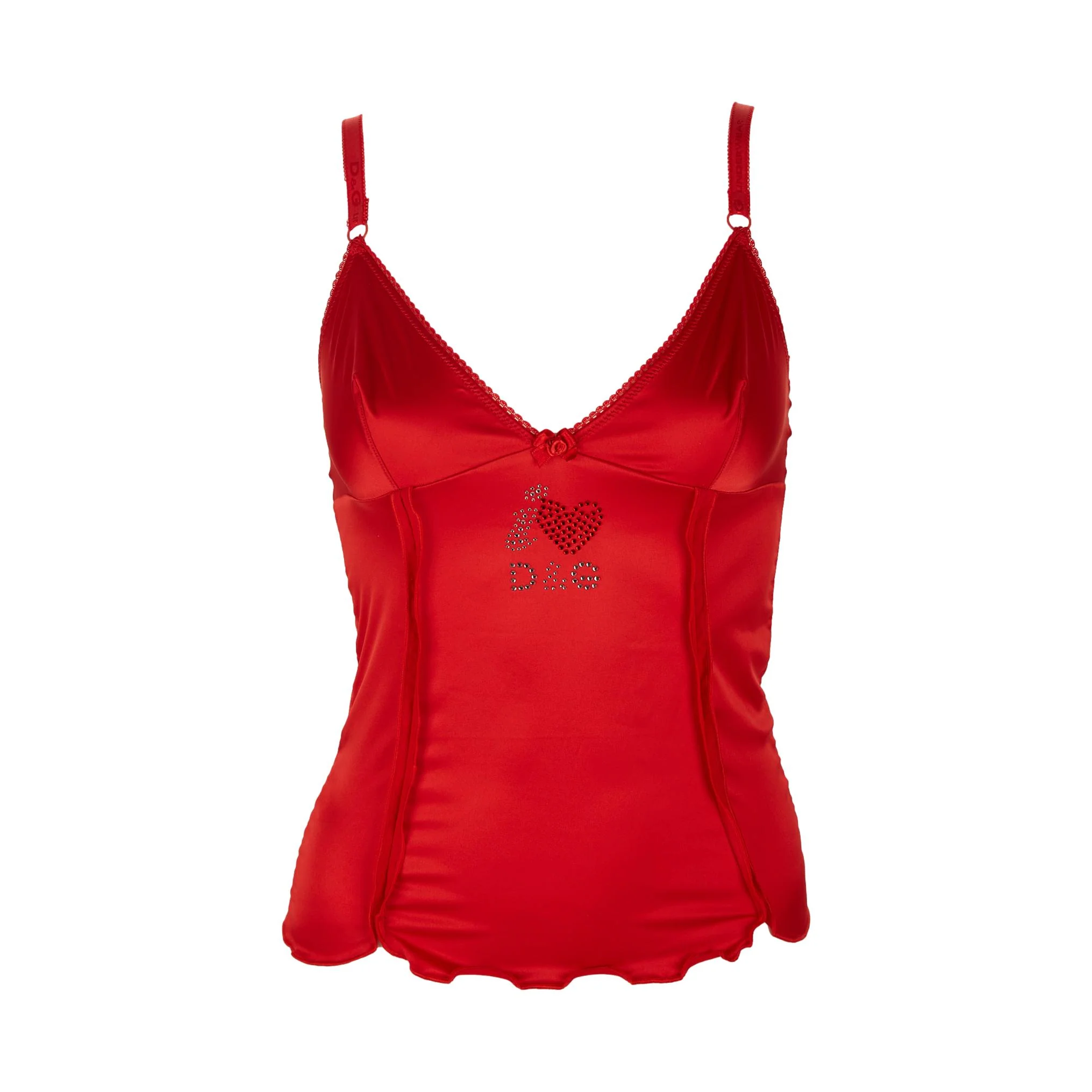 Dolce & Gabbana Red Heart Rhinestone Tank