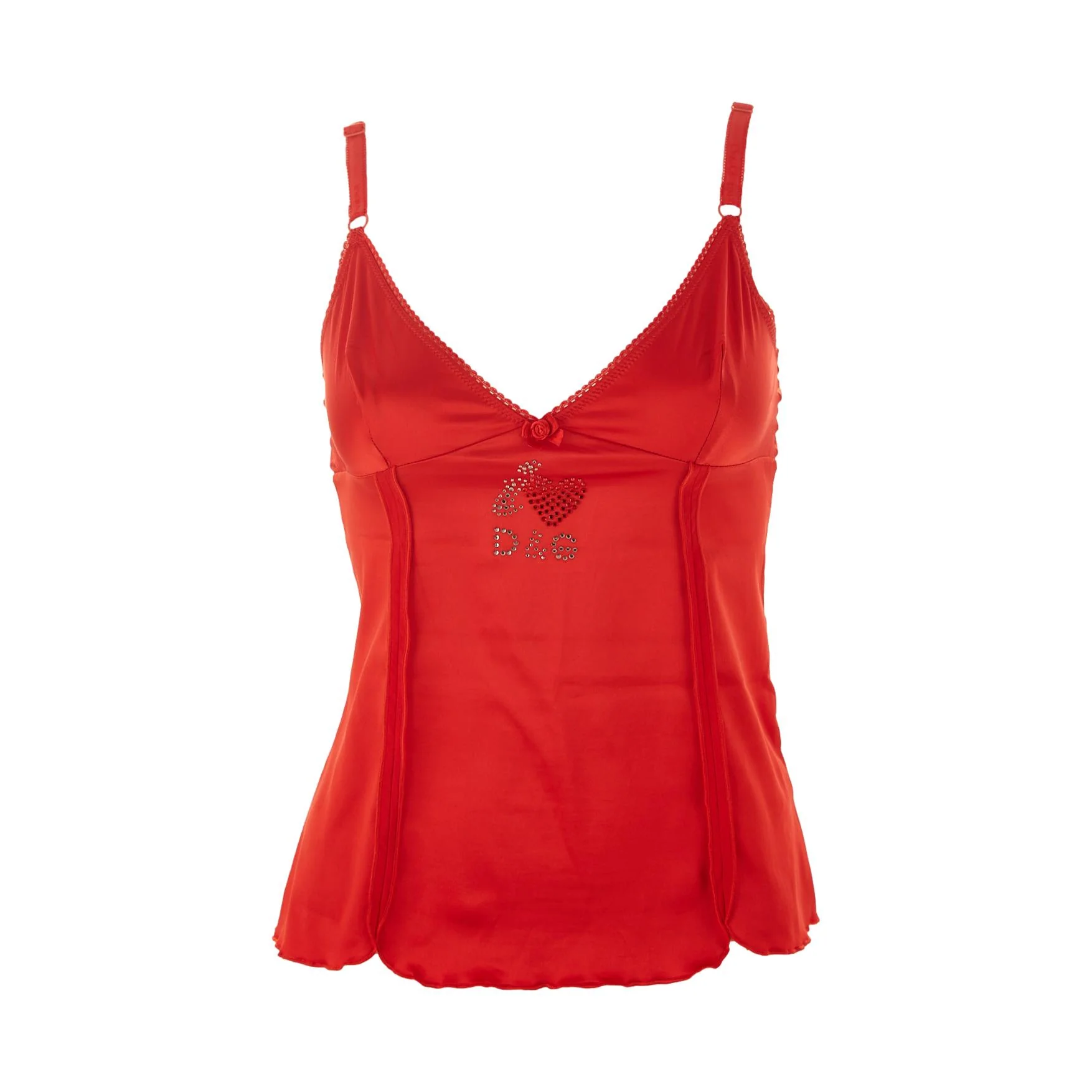 Dolce & Gabbana Red Rhinestone Heart Tank