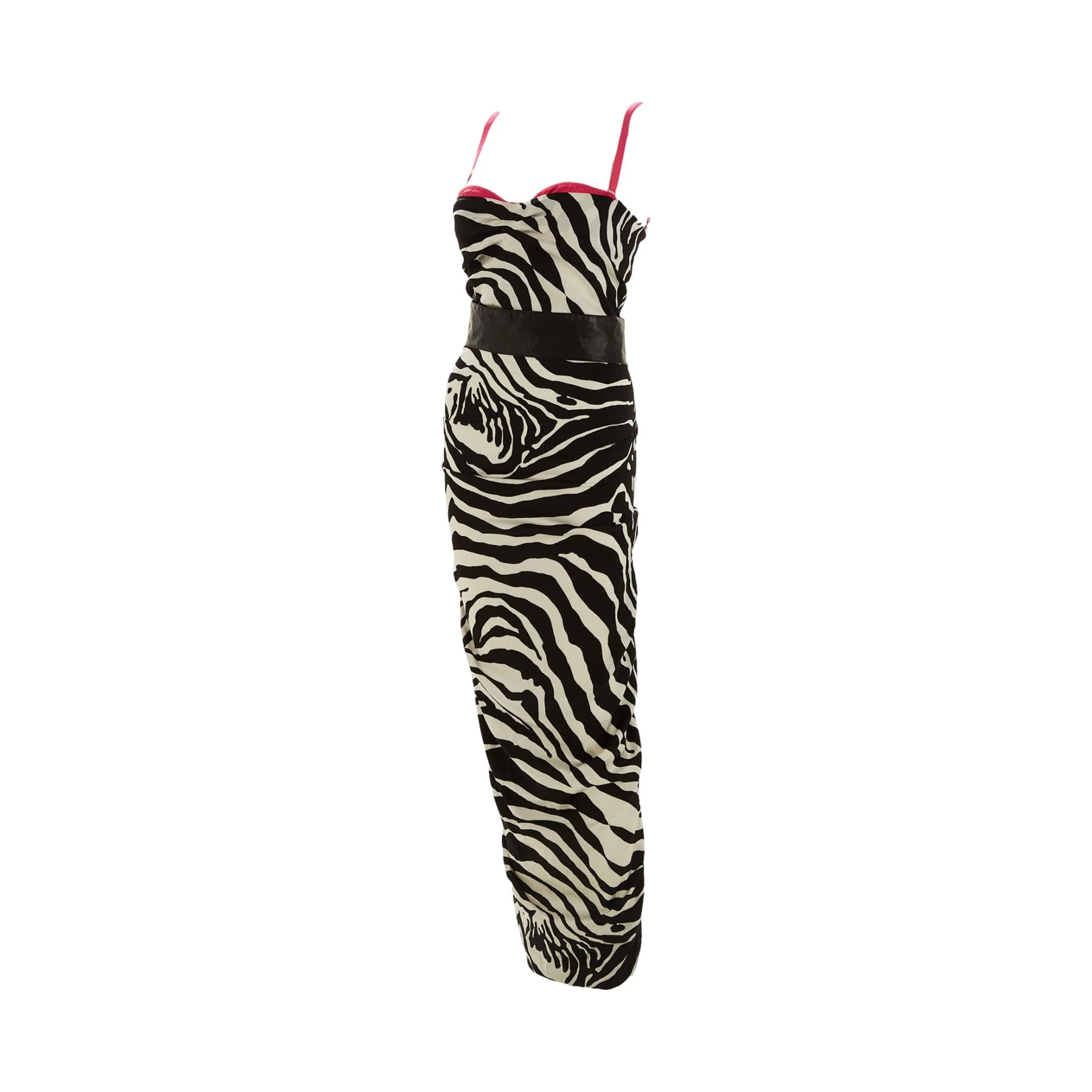 Dolce & Gabbana Silk Zebra Print Belted Dress - Image 2