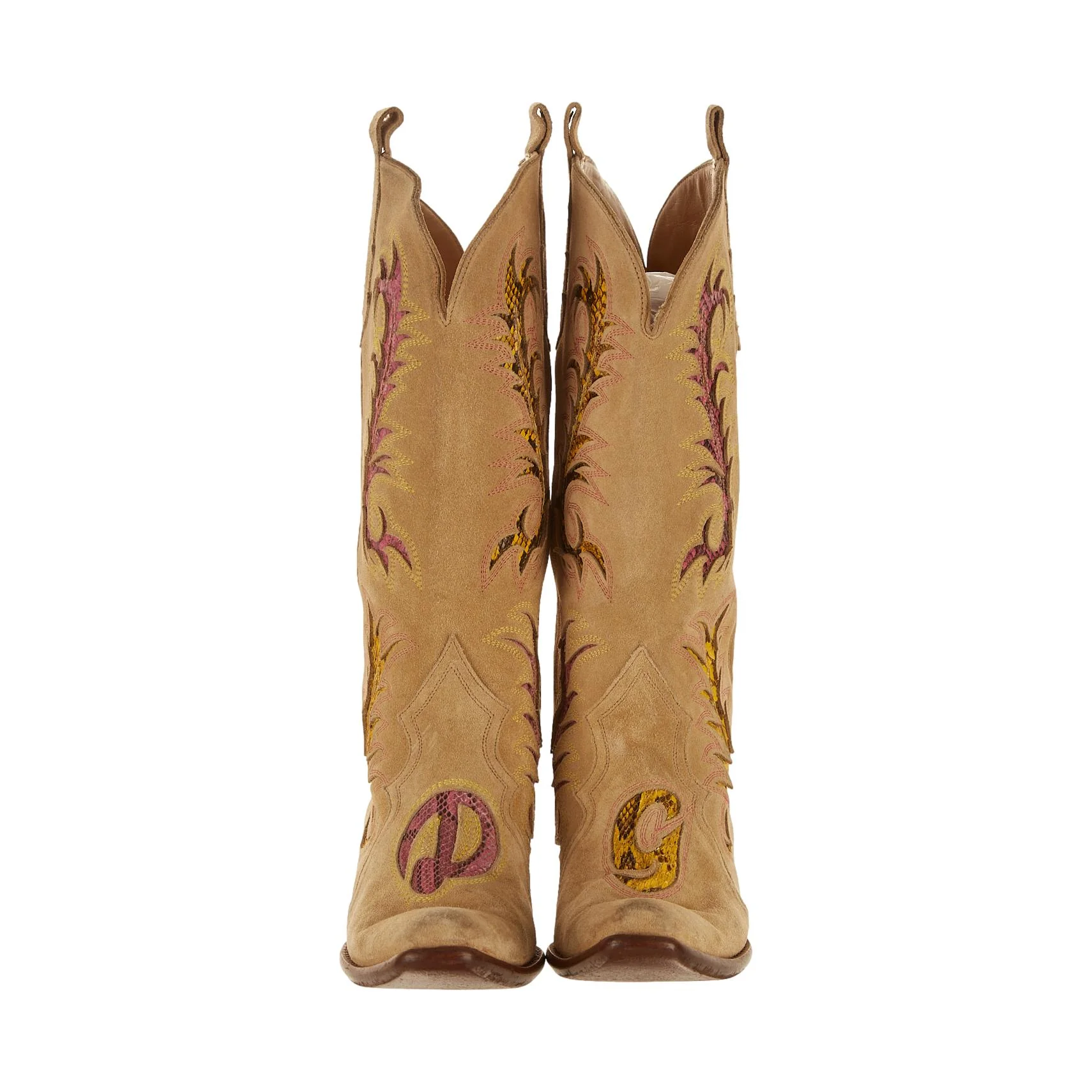 Dolce & Gabbana Tan Snakeskin Cutout Cowboy Boots - Image 2