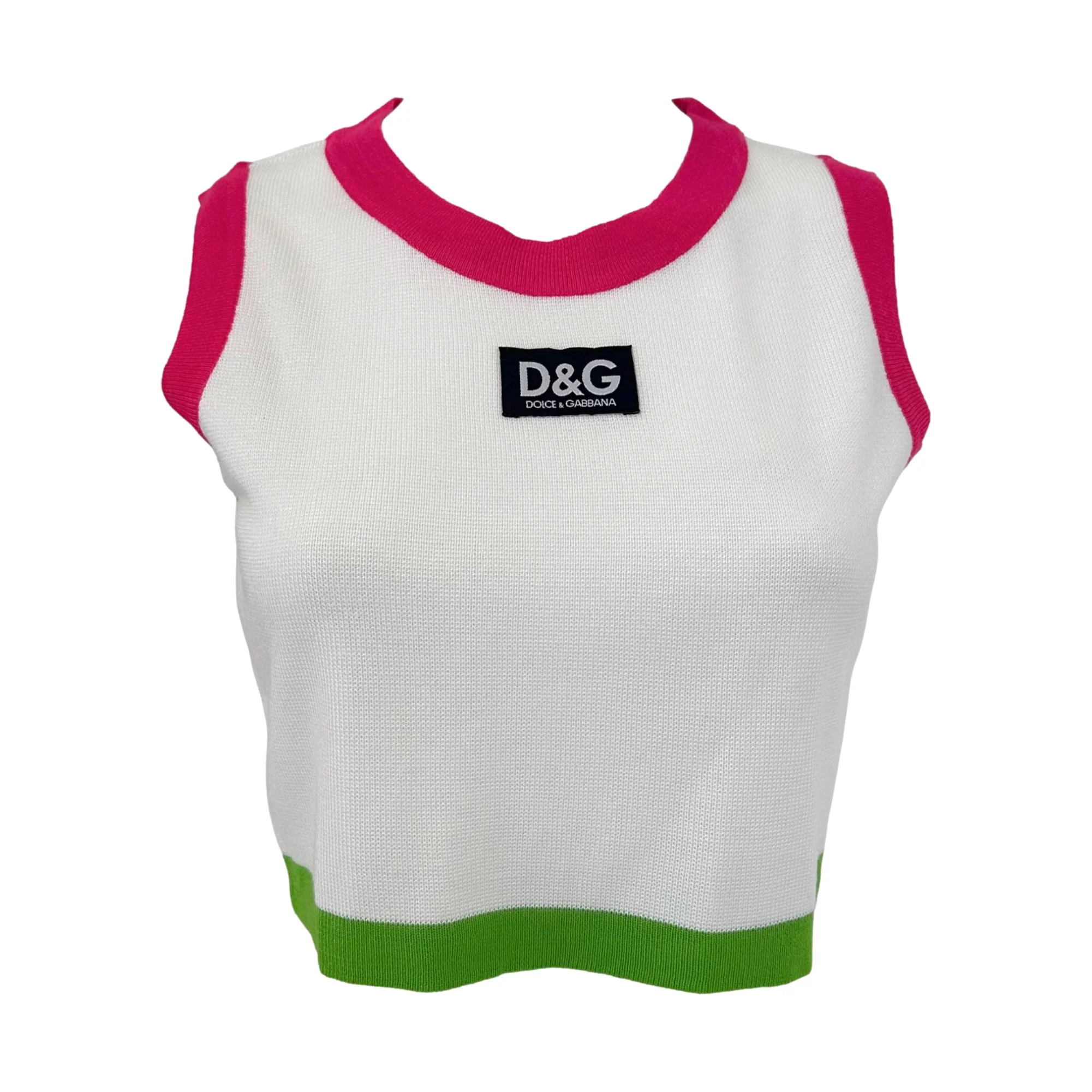 Dolce & Gabbana White Cropped Logo Tank