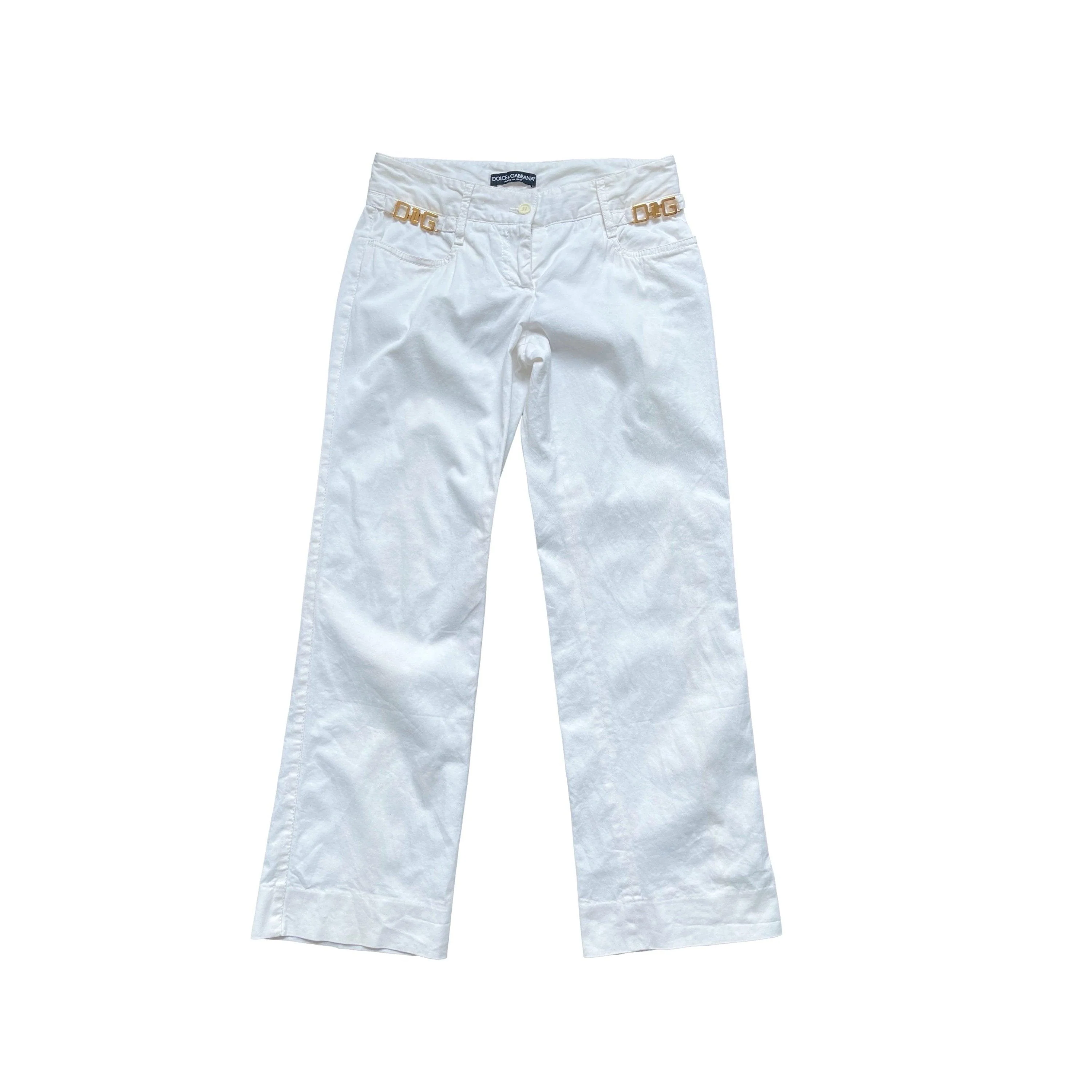 Dolce & Gabbana White Low Rise Pants