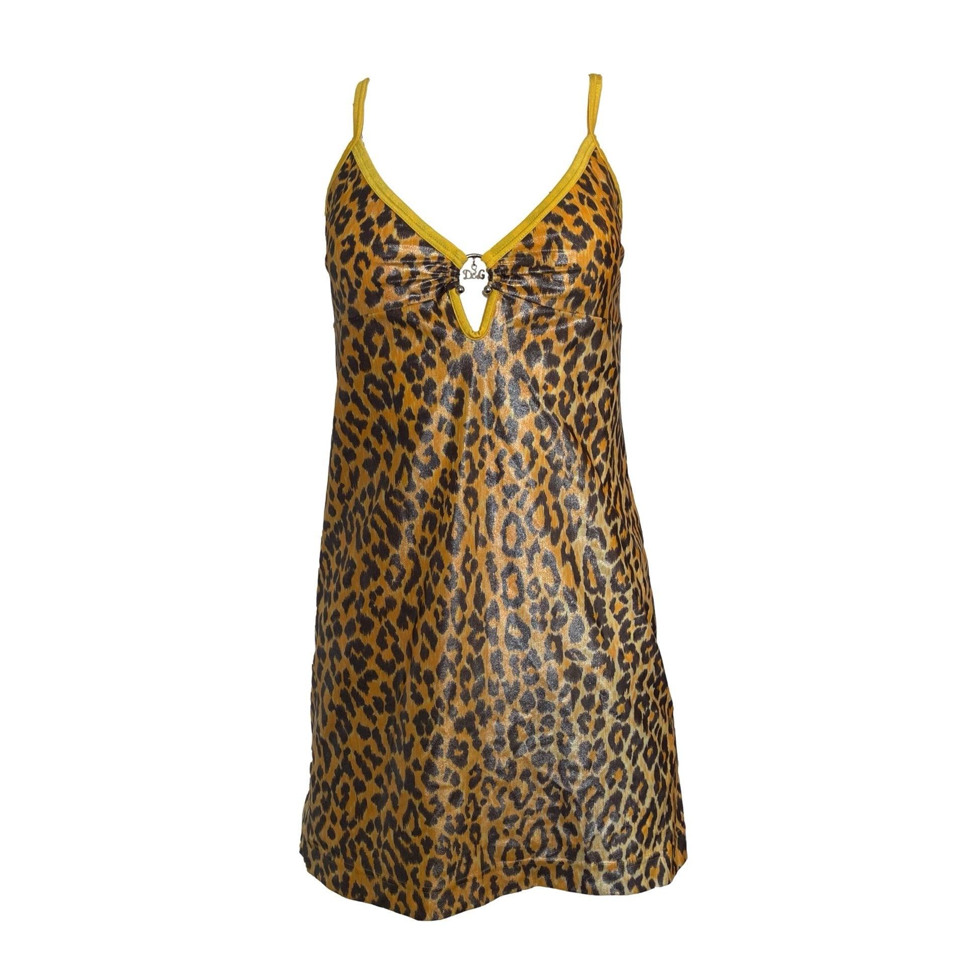 Dolce & Gabbana Yellow Leopard Stretch Dress