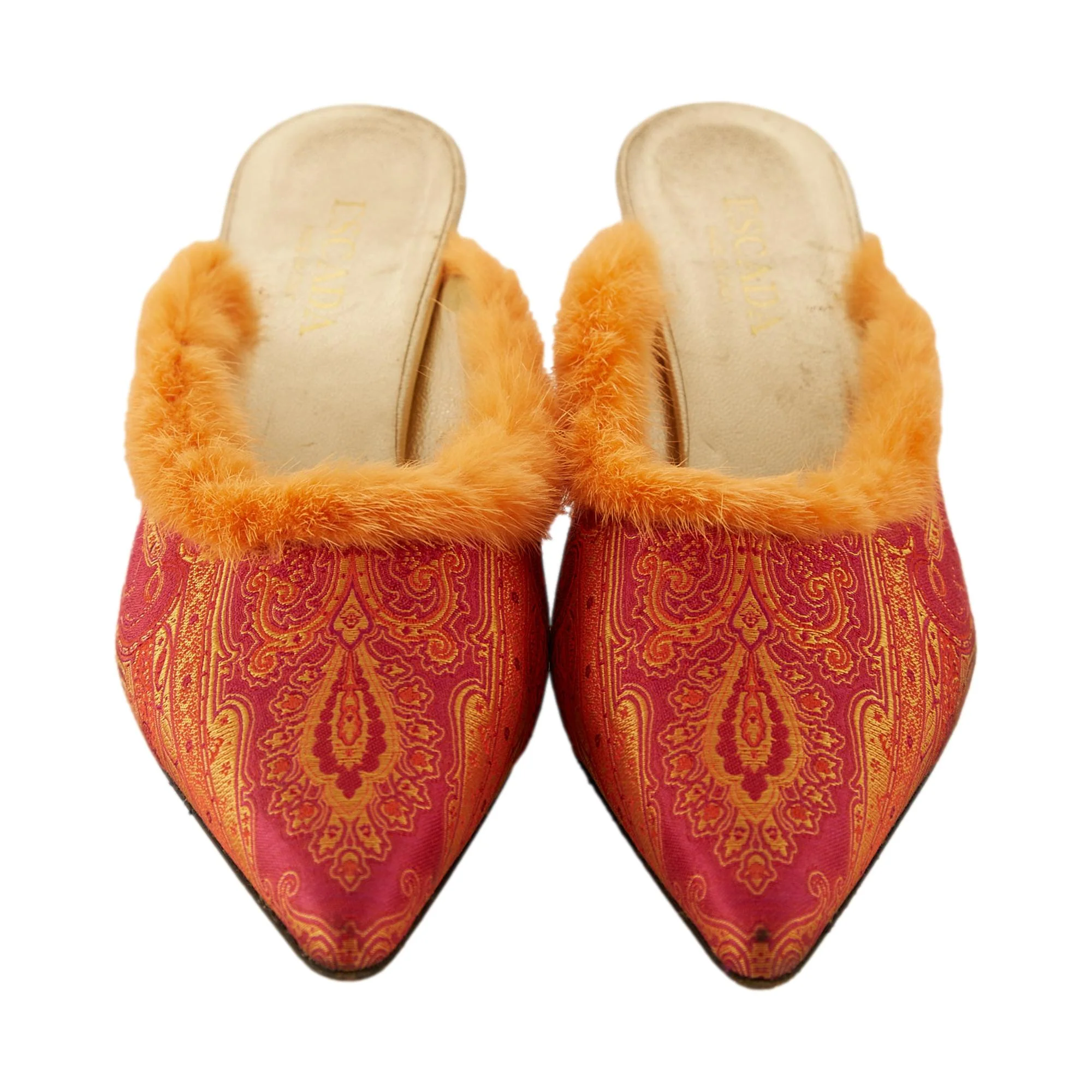 Escada Orange Print Fur Heels - Image 2
