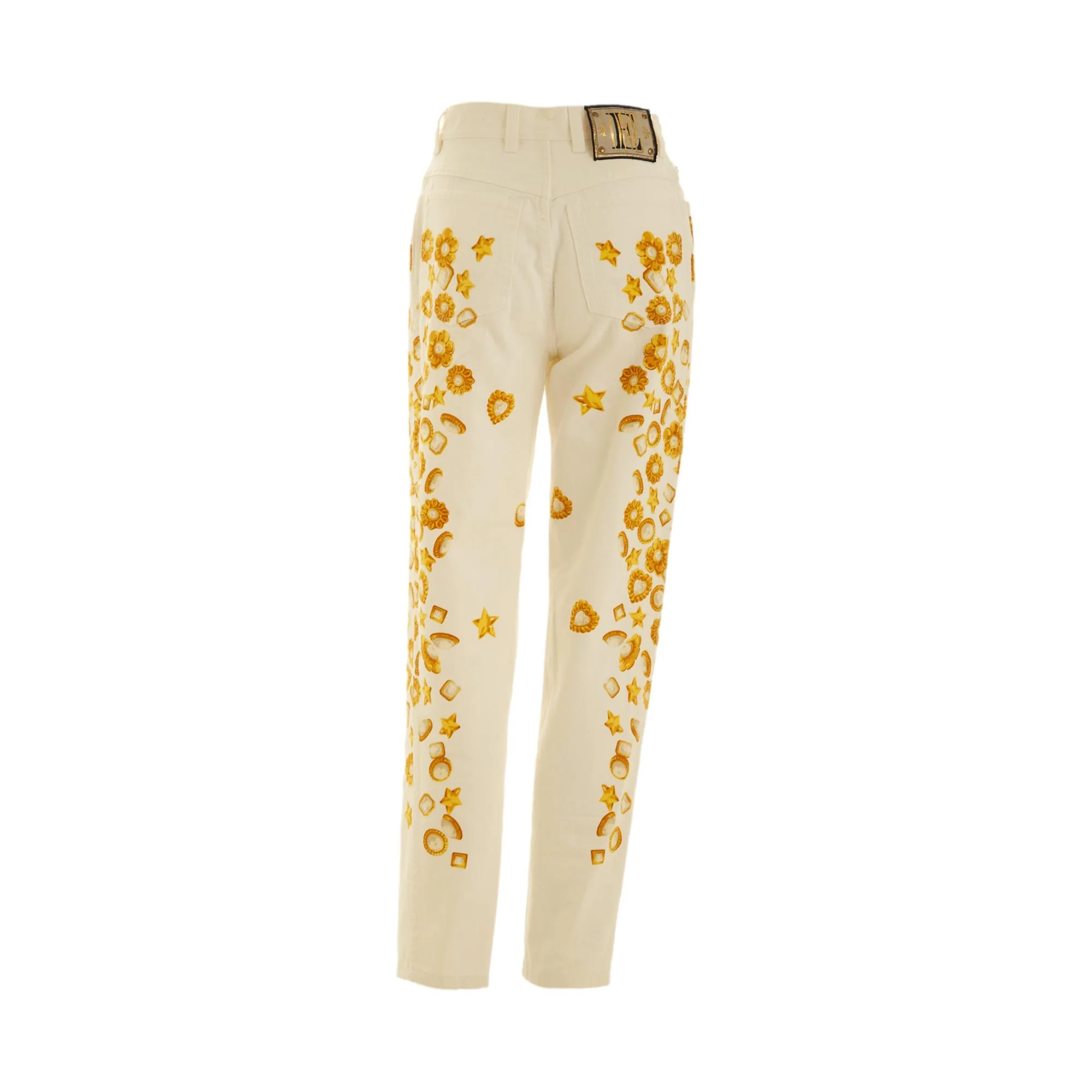 Escada White Jewel Print Denim Pants - Image 2