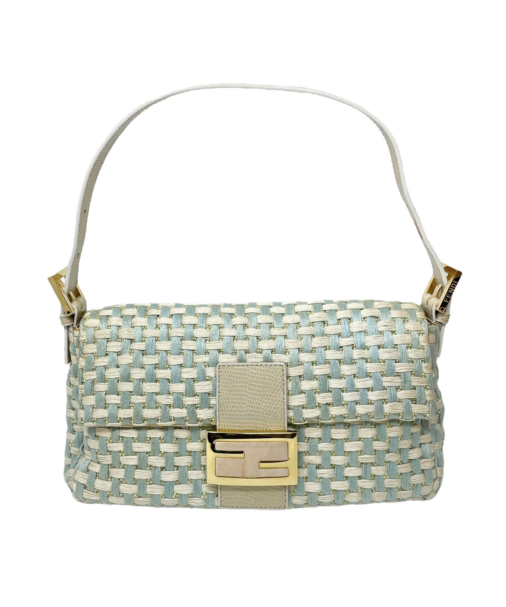 Fendi Baby Blue Braided Baguette Bag