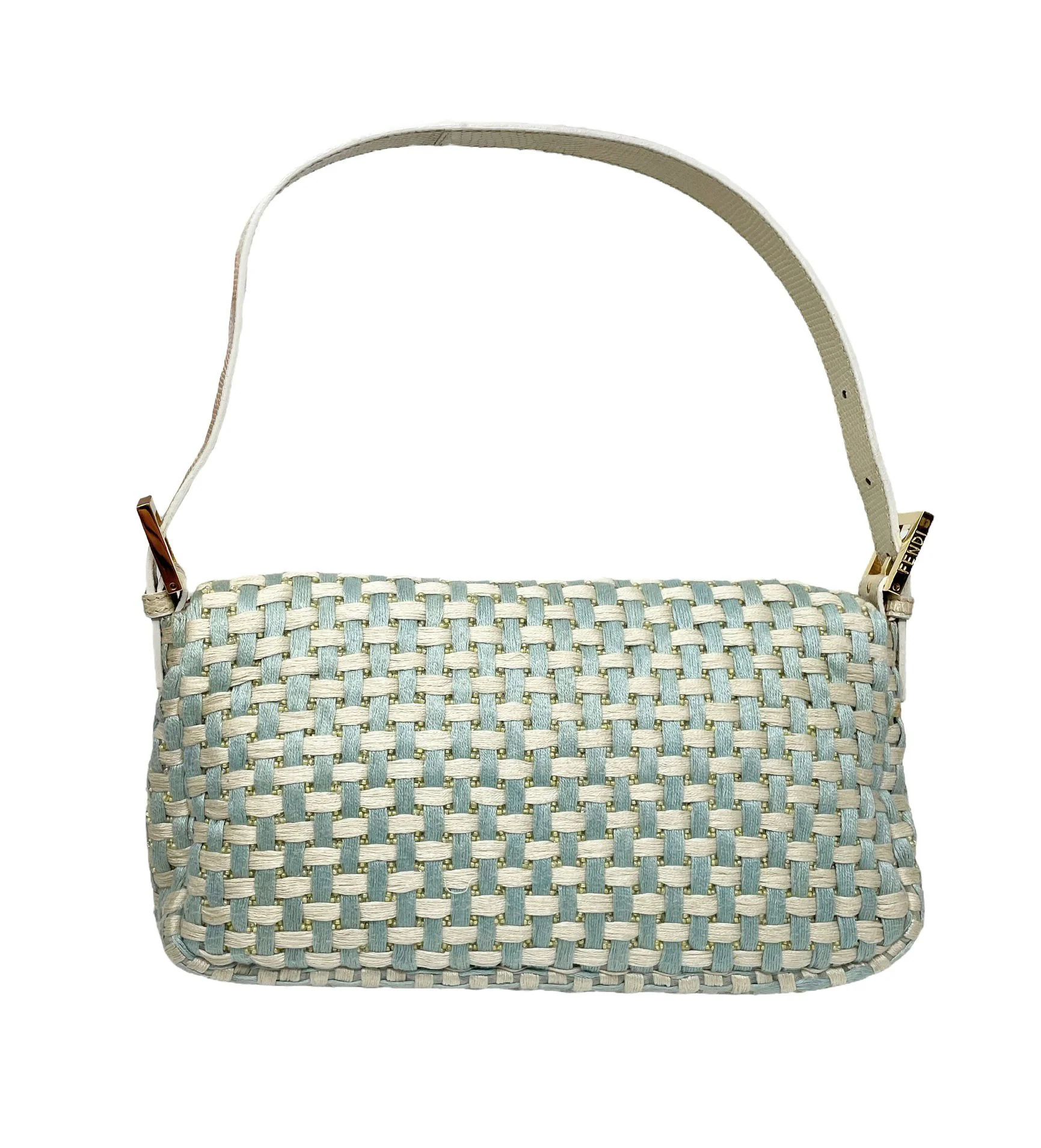 Fendi Baby Blue Braided Baguette Bag - Image 2