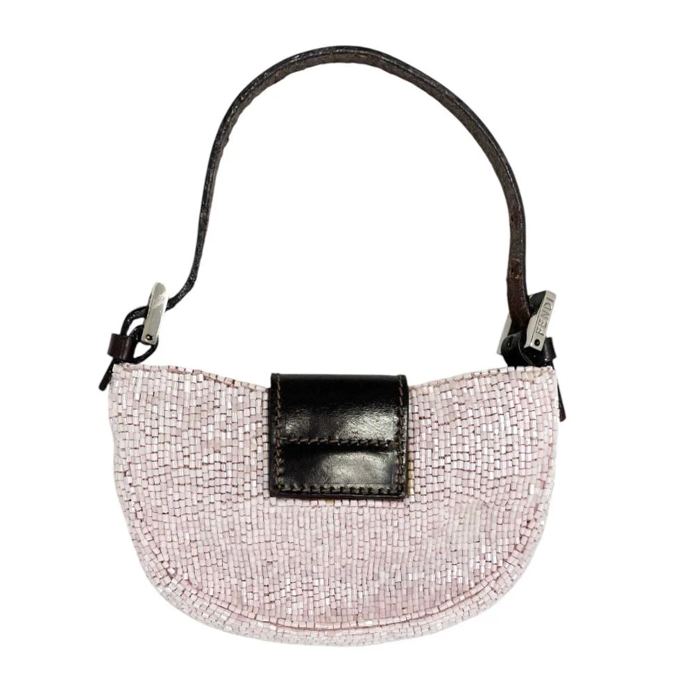 Fendi Baby Pink Beaded Croissant Bag - Image 2