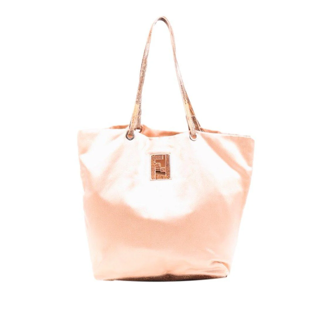 Fendi Baby Pink Satin Snakeskin Logo Tote